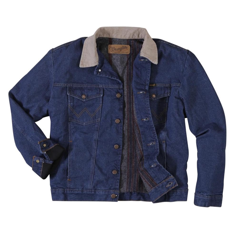 Wrangler Men's Western Style Lined Denim Jacket - Classic Workwear for Outdoor Adventures, Casual Wear & Country Style Fashion