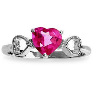 0.96 Carat 14K Solid White Gold Diamond Pink Topaz Ring - Elegant Birthstone Jewelry for Women, Perfect for Anniversary, Engagement & Everyday Wear