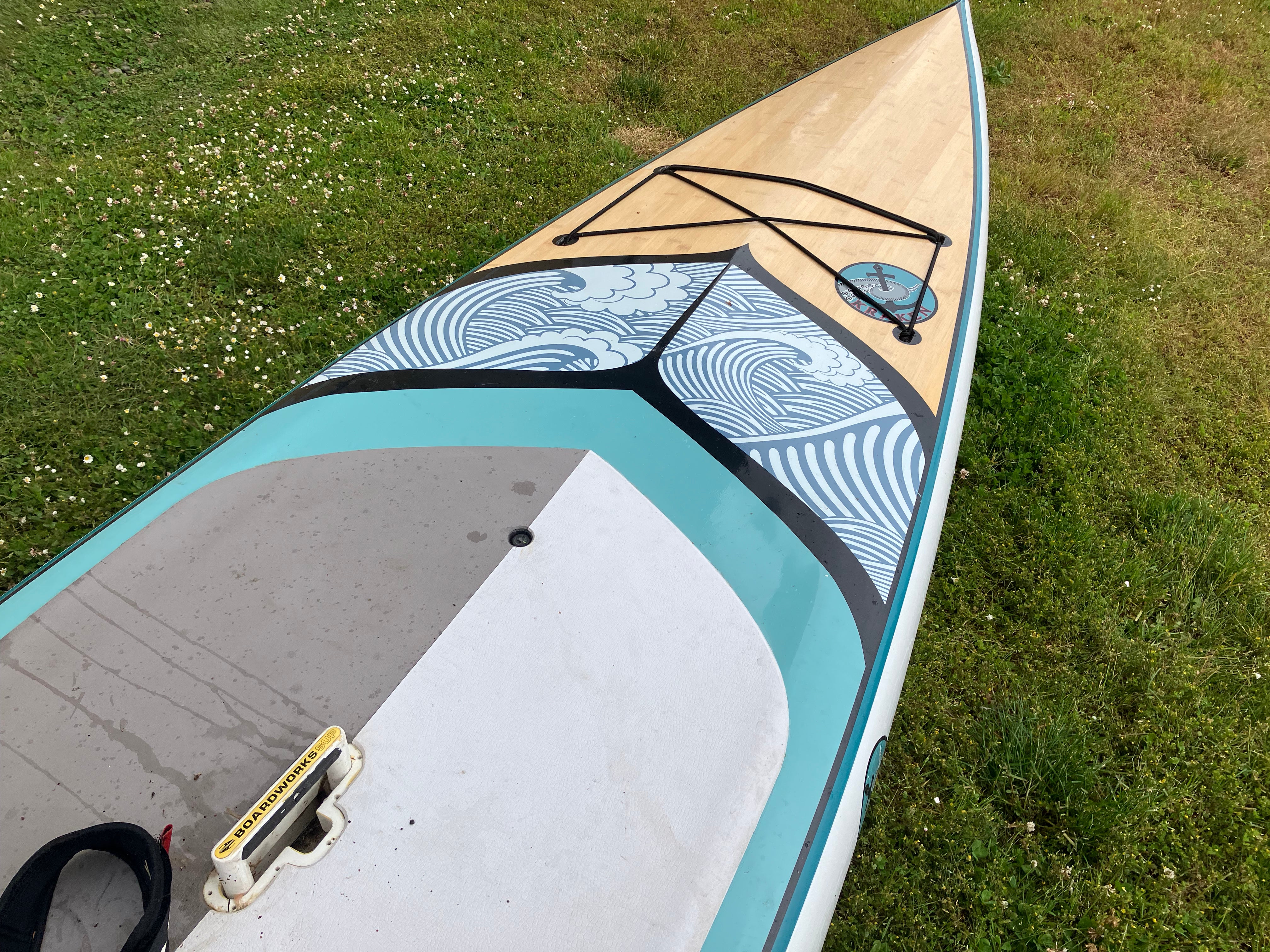 Boardworks Kraken Touring Inflatable Stand Up Paddle Board (SUP) - Lightweight & Durable for Ocean & Lake Adventures - Perfect for Yoga, Fishing & Family Fun