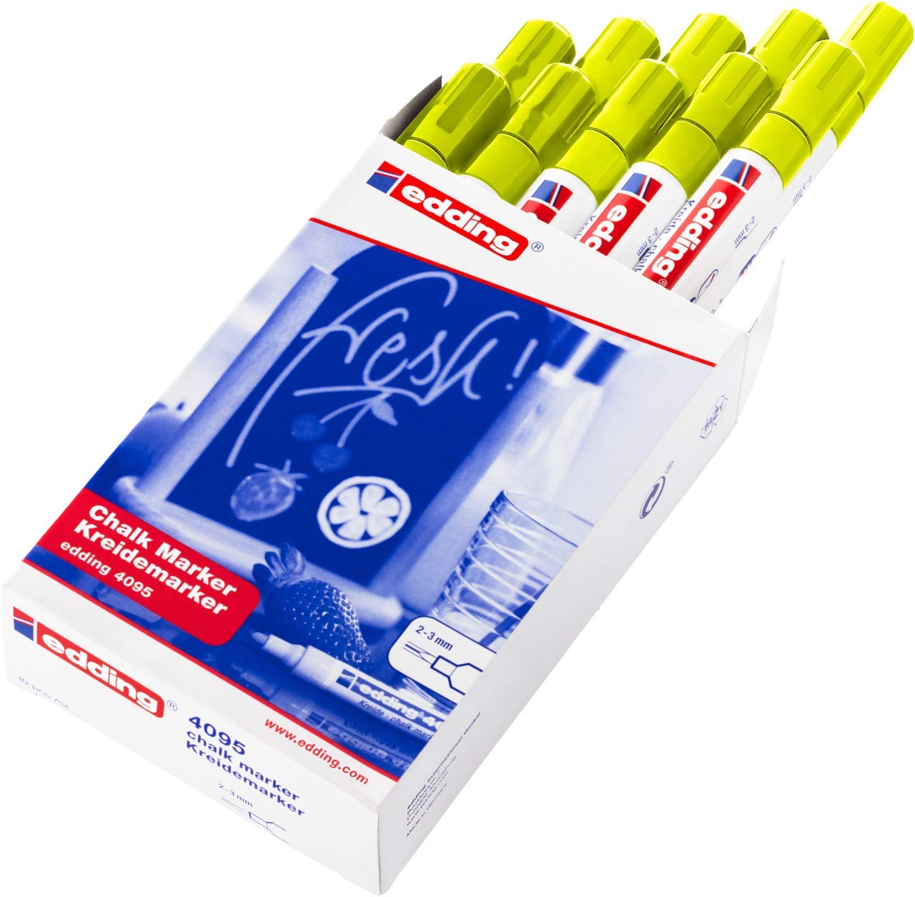 edding 4095 Chalk Marker - Yellow (Box of 10) | Non-Toxic Dry Erase Markers for Whiteboards, Glass & Chalkboards | Perfect for Restaurants, Classrooms & Retail Signage