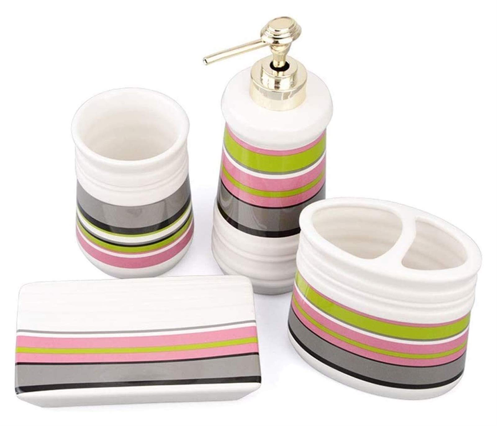 Premium Ceramic Soap Dispenser Set with Toothbrush Holder & Cup - Colorful Pearls Bathroom Accessories for Hotel & Home Decor - Perfect for Spa, Guest Bathroom, and Luxury Vanity Organization