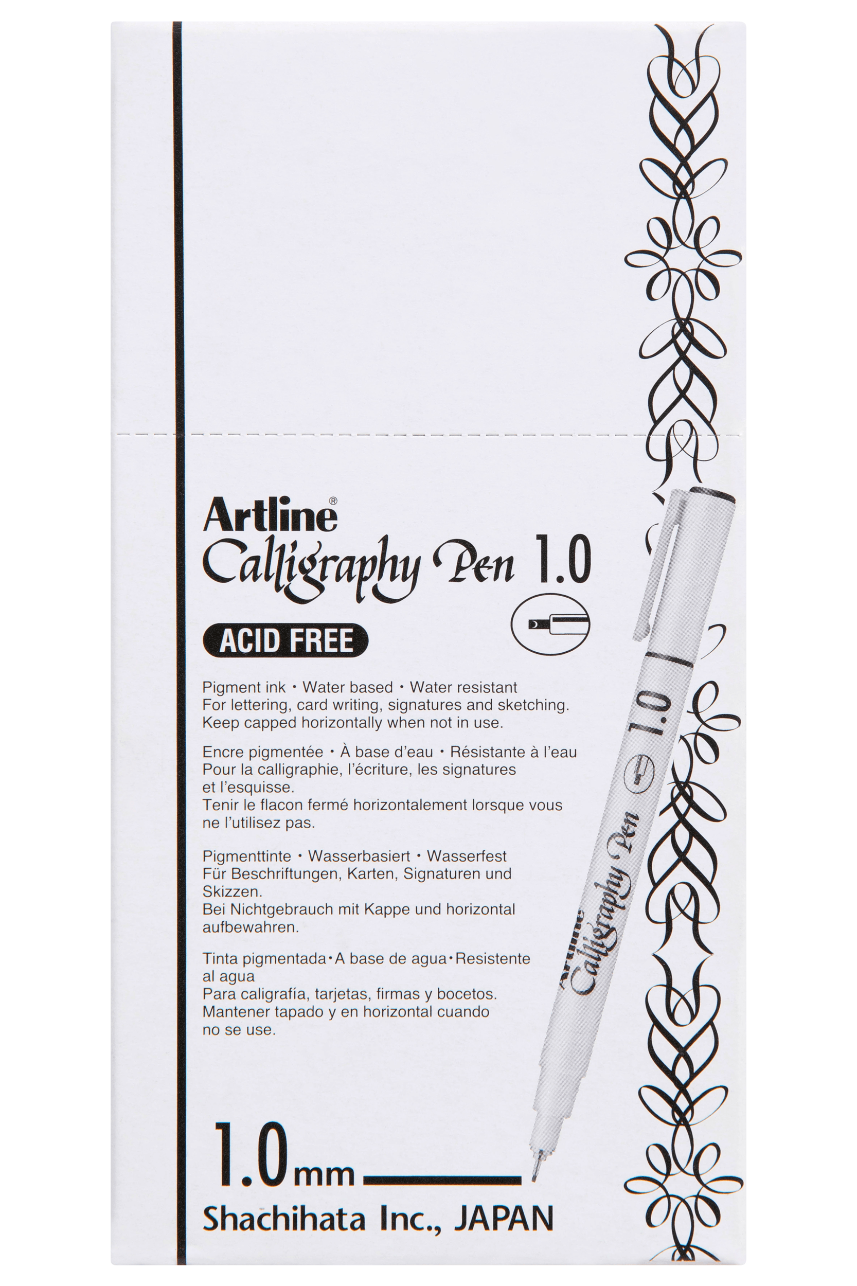 Artline 241 Calligraphy Pen Set - 12 Black 1mm Fine Tip Markers for Hand Lettering, Sketching & Bullet Journaling - Perfect for Artists, Students & Craft Enthusiasts