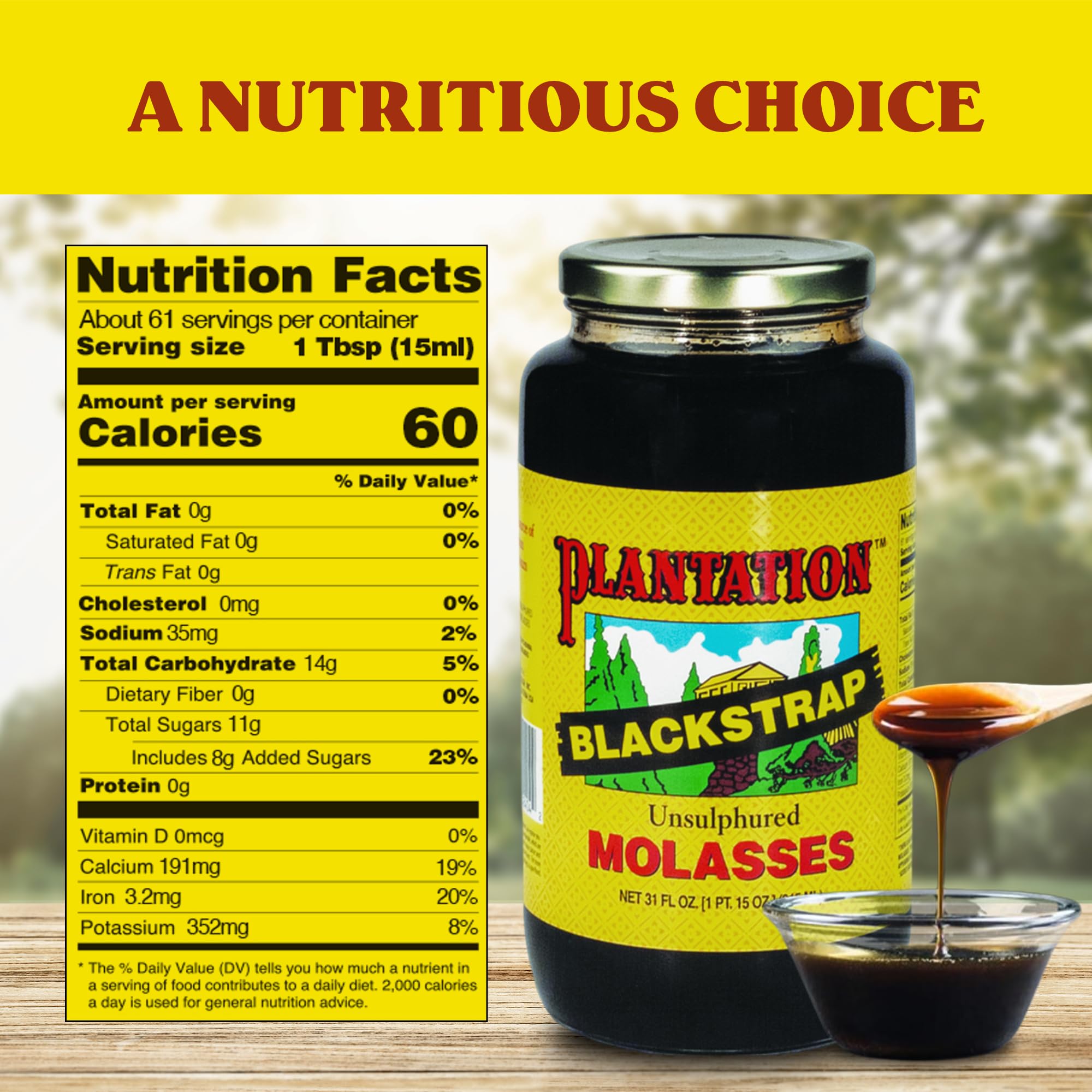 Organic Blackstrap Unsulphured Molasses - 31oz Bottle (Pack of 12) | Rich in Iron & Minerals | Perfect for Baking, Smoothies & Natural Remedies