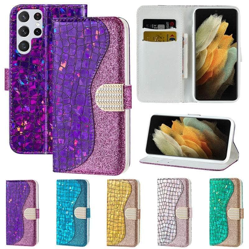 Samsung Galaxy S23 Plus Case with Laser Flash Powder Design - Premium Leather Phone Cover for Protection & Style - Perfect for Daily Use, Work & Travel