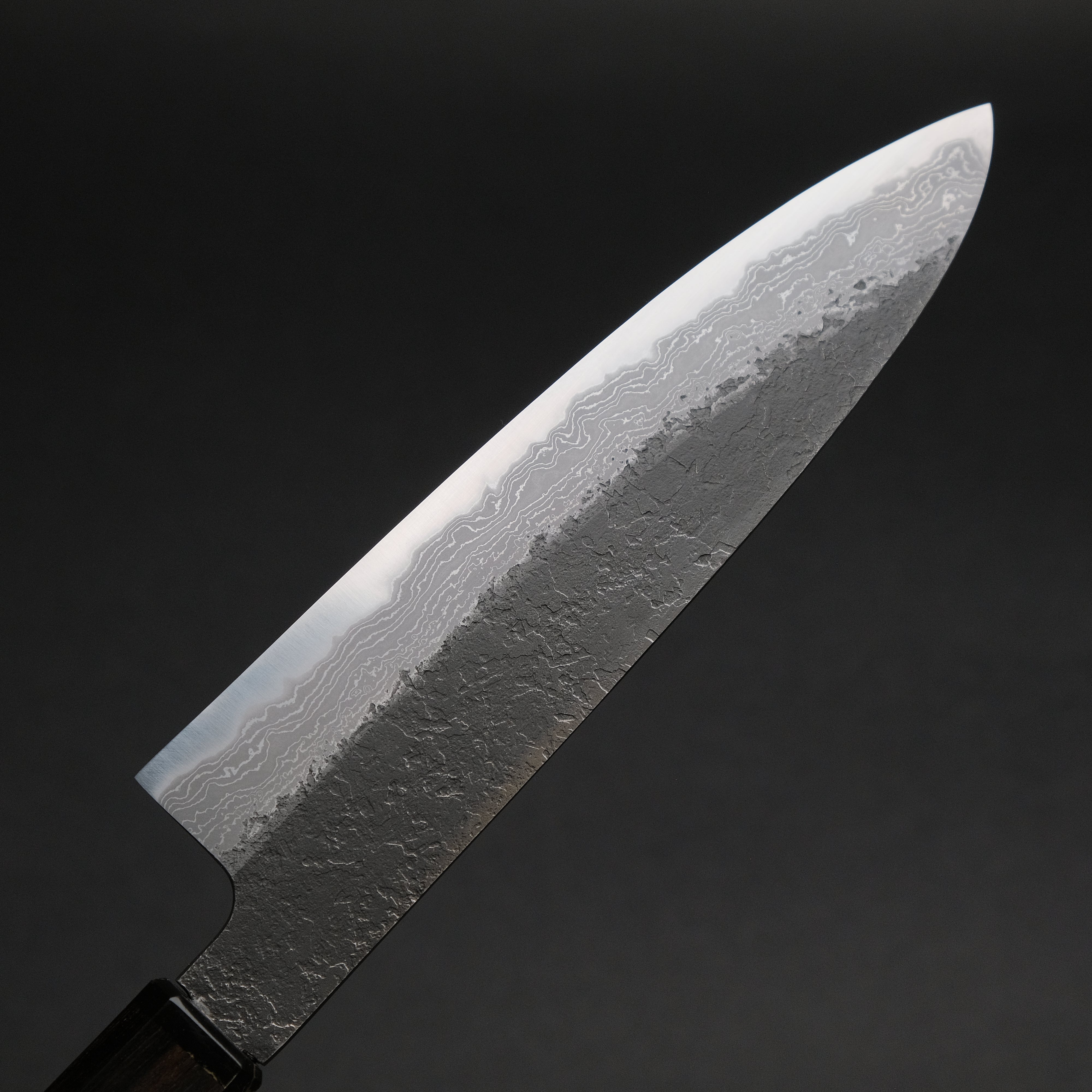Premium Ajikataya White #2 Nashiji Damascus 150mm Petty Knife with Ebony & TQP Handle (#63) - Perfect for Slicing, Dicing, and Precision Kitchen Tasks
