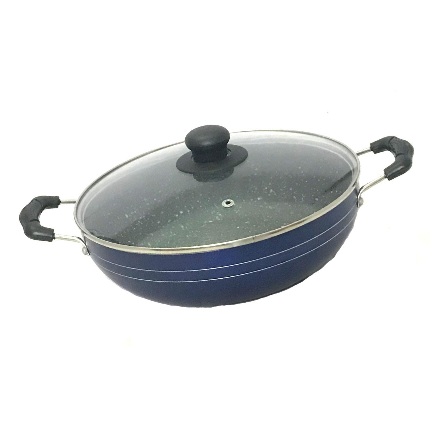 **Non-Stick Kadai with Glass Lid - 2.2L Deep Fry Pan for Gas & Induction - Aluminum All-Purpose Kadhai for Stir-Frying, Cooking, and Frying - Perfect for Indian, Asian & Home Cooking**