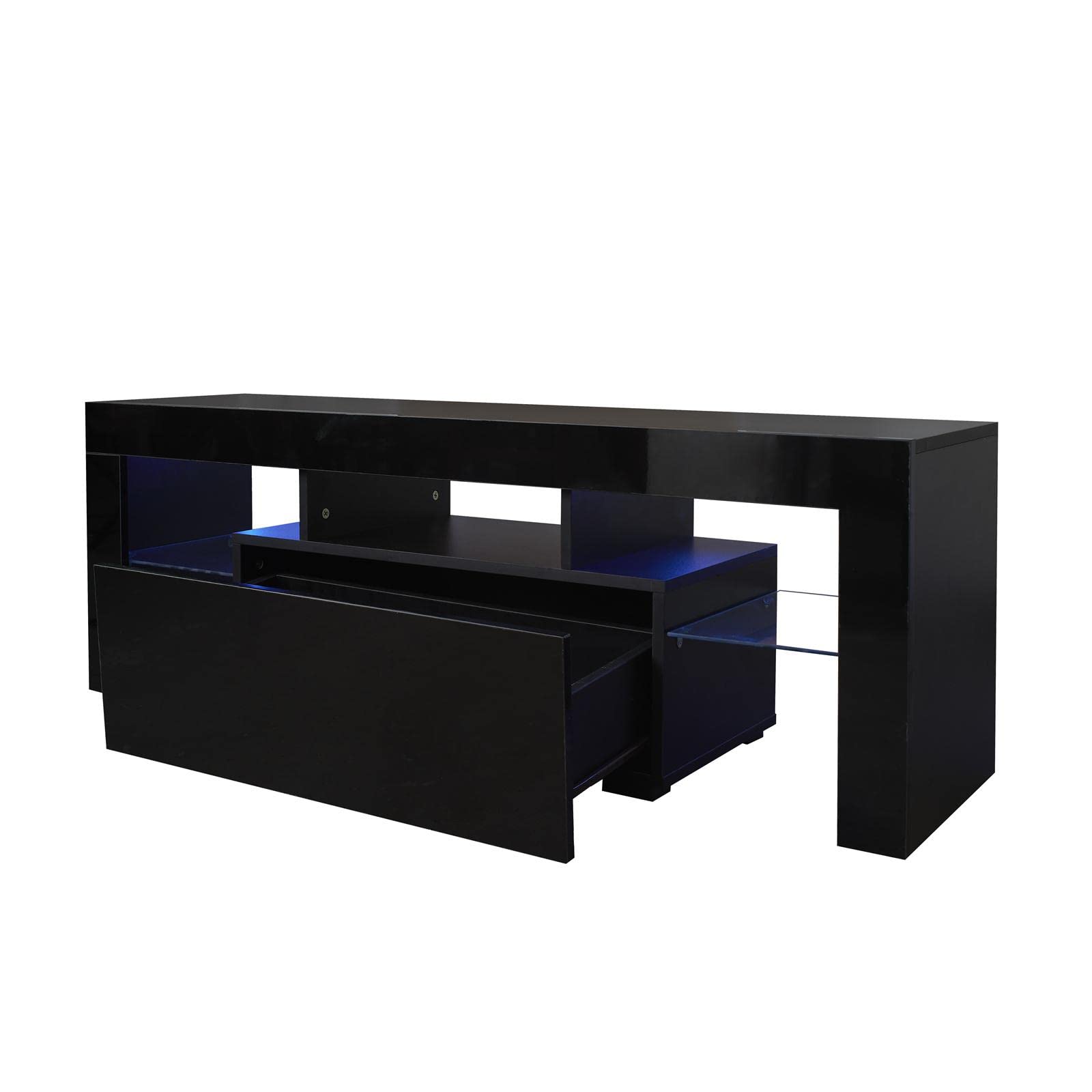 JINS&VICO TV Stand with LED RGB Lights - Modern Flat Screen TV Cabinet for Gaming Consoles & Entertainment Systems - 51.2