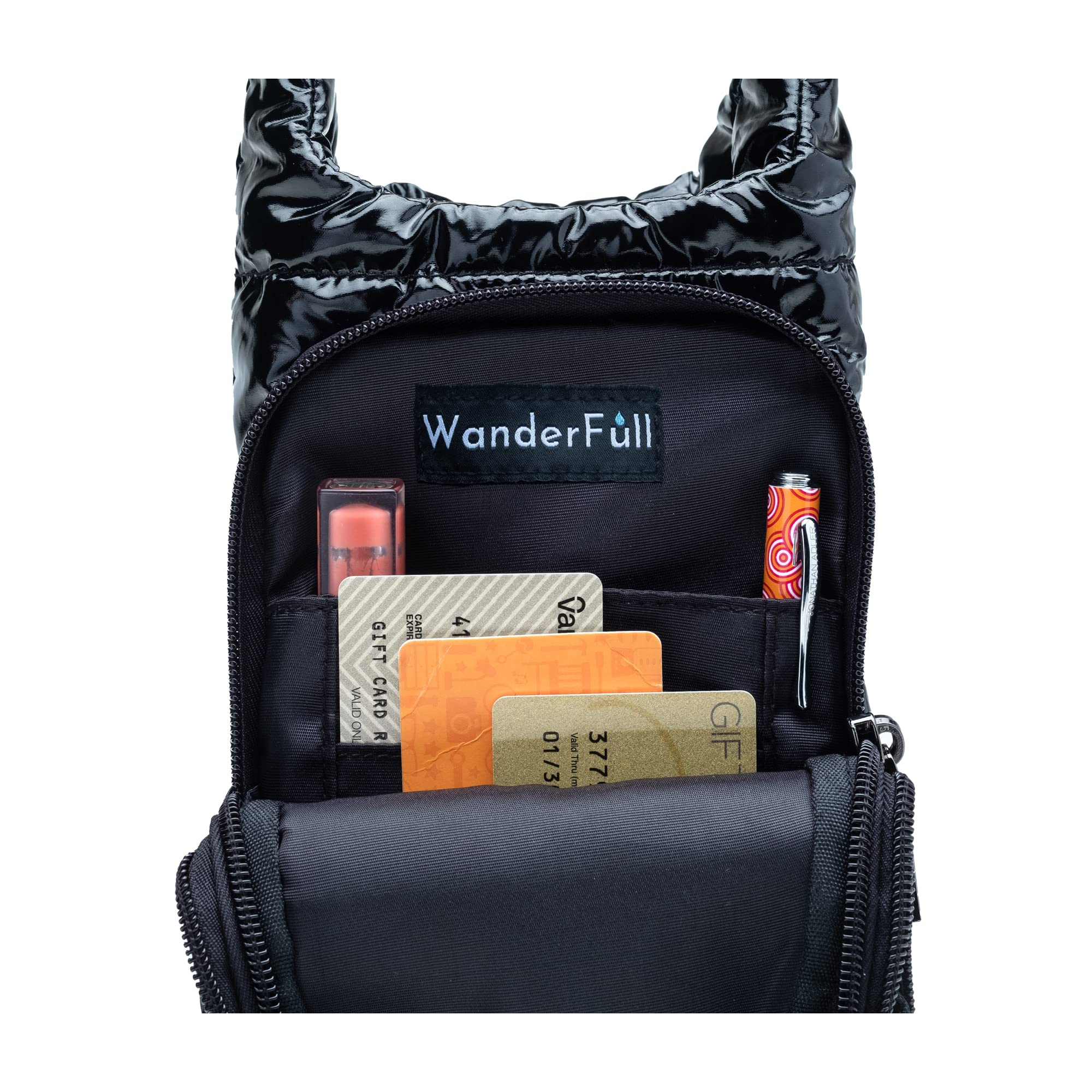 Quilted Water Bottle Holder with Strap - Crossbody Bag for Gym & Travel