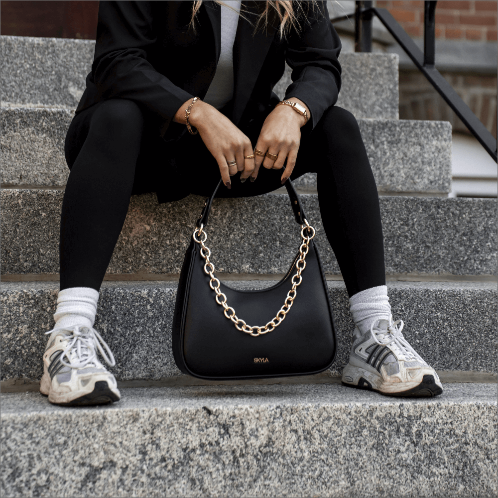 Charlie Vegan Leather Shoulder Bag for Women - Stylish & Cruelty-Free Crossbody Purse | Perfect for Work, Travel & Everyday Use | Black