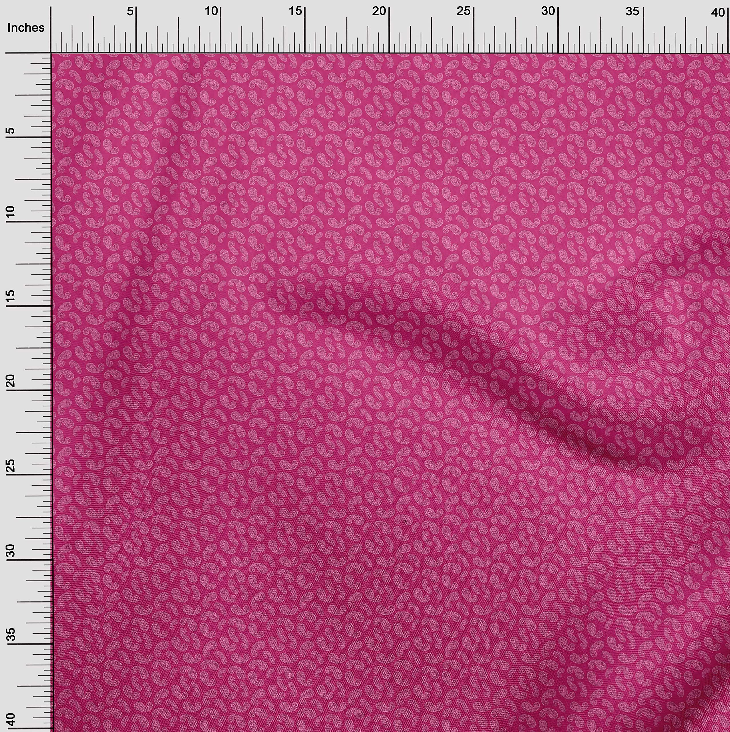 oneOone Cotton Flex Pink Asian Paisley Print Fabric by The Yard - 40 Inch Wide Soft Dress Material for DIY Fashion, Home Decor & Craft Projects