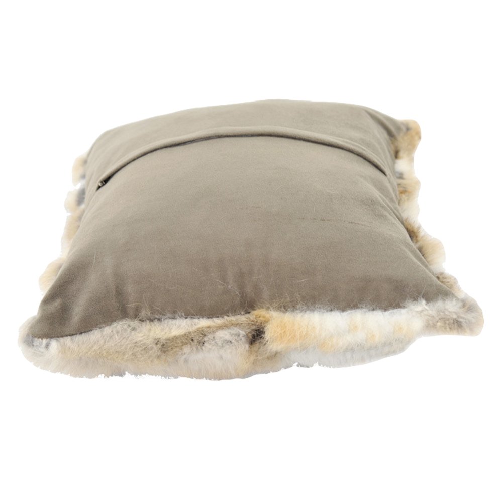 Luxury Real Rabbit Fur Decorative Throw Pillow Cover - Soft Light Brown Faux Fur Pillowcase for Couch, Bed & Home Decor - Cozy Living Room & Bedroom Accent