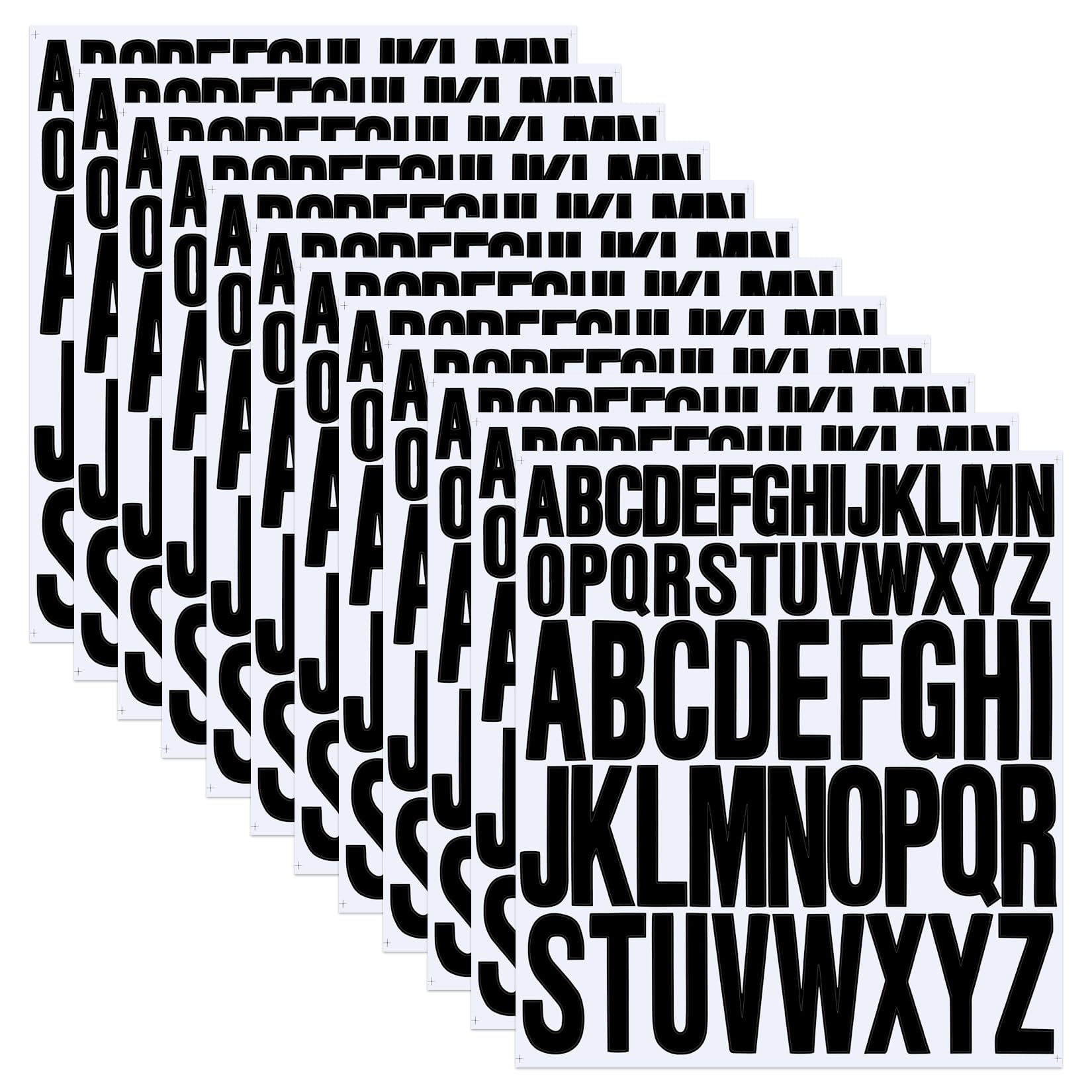 12 Sheets Black Self-Adhesive Alphabet Stickers - Waterproof Vinyl Letter Stickers for DIY Crafts, Water Bottles, Cars, Doors, Scrapbooking, Posters & Cups - Perfect for Home Decor, School Projects & Gift Wrapping