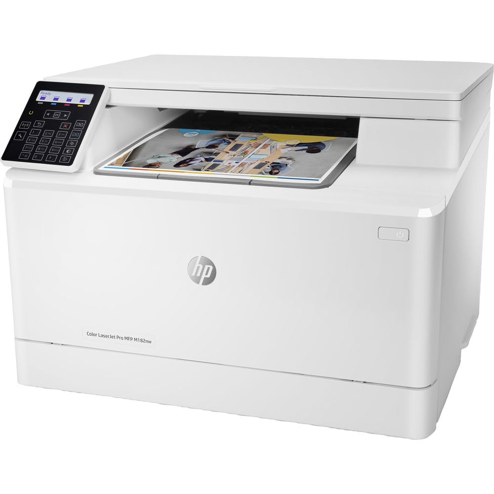 HP Color LaserJet Pro MFP M182nw Wireless All-in-One Printer | Print, Scan, Copy | Mobile & Remote Printing | Includes Network Cable, Cable Ties & Cleaning Kit (7KW55A#BGJ) | Perfect for Home Office & Small Business Use