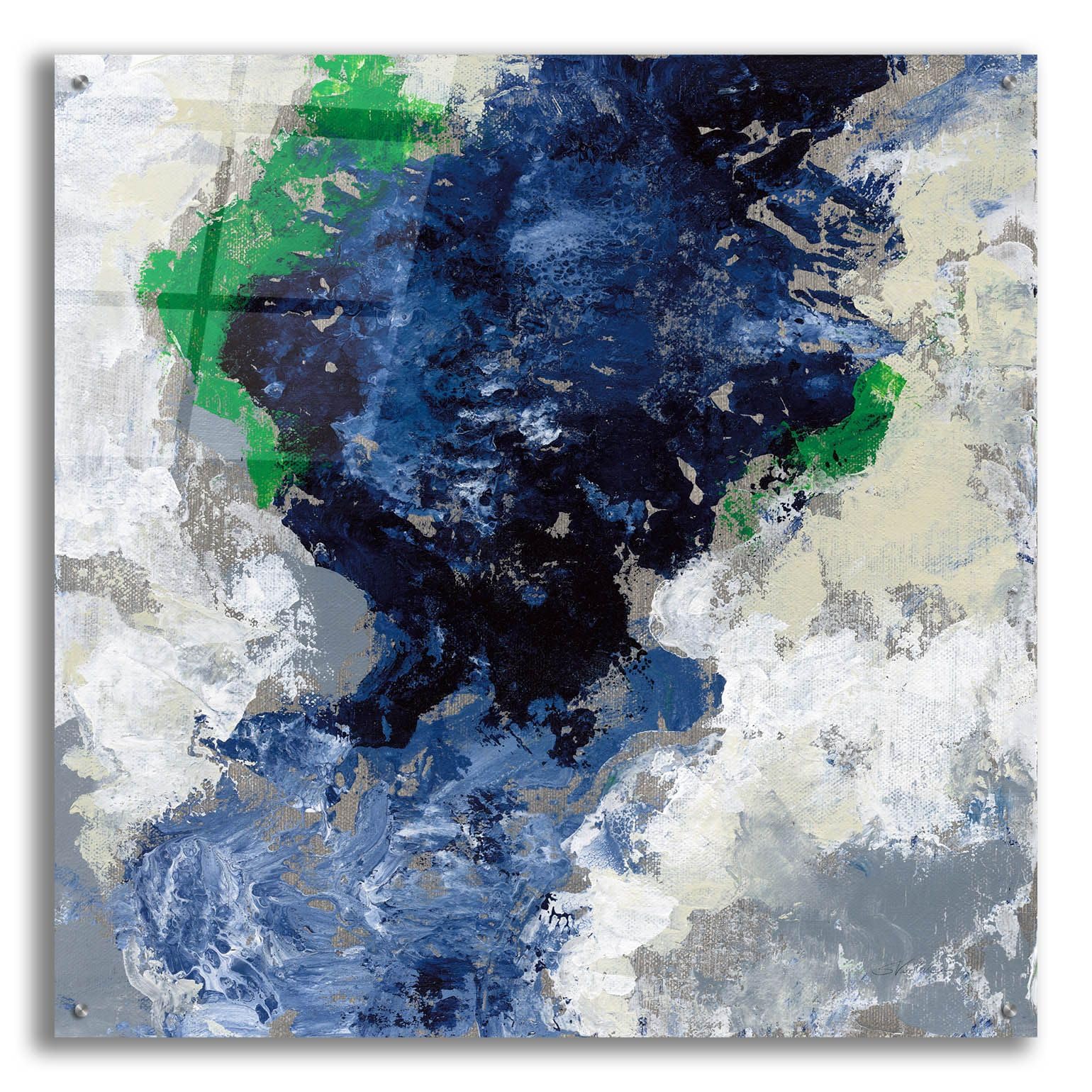 Silvia Vassileva 'Northern Coast IV' Acrylic Glass Wall Art - 36x36 Inch Modern Abstract Painting for Living Room, Bedroom & Office Decor