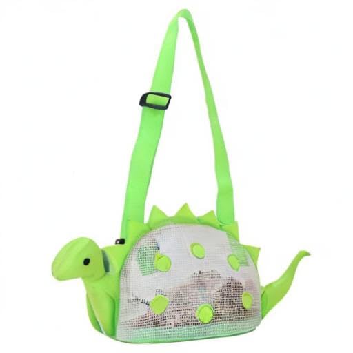 Durable Mesh Beach Toy Bag for Kids - Dinosaur Shell & Sand Toy Tote with Large Capacity | Perfect for Beach Trips, Sandcastle Building & Shell Collecting