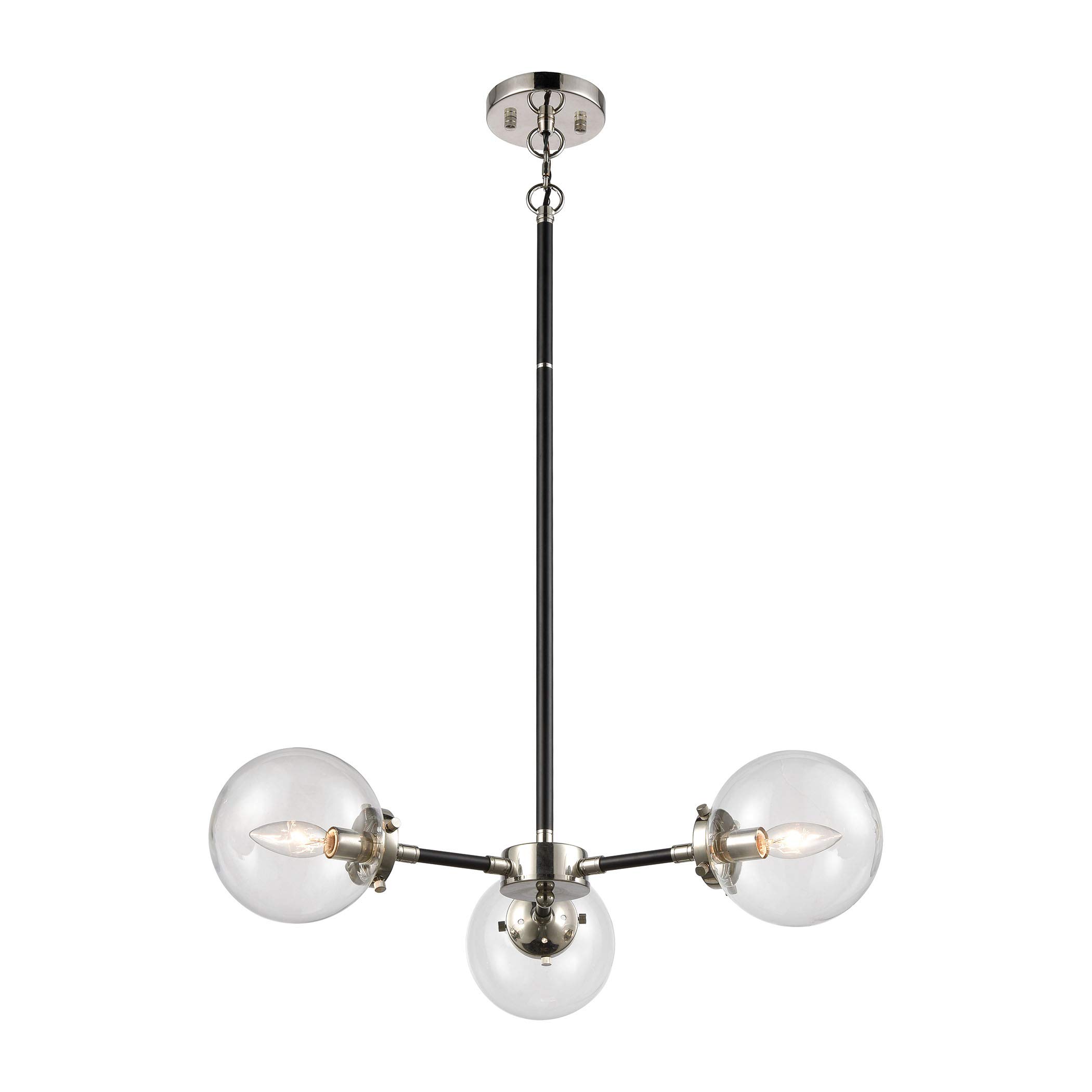 Boudreaux 3-Light Matte Black Chandelier with Clear Glass Shades - Perfect for Dining Room, Bedroom, or Entryway Lighting