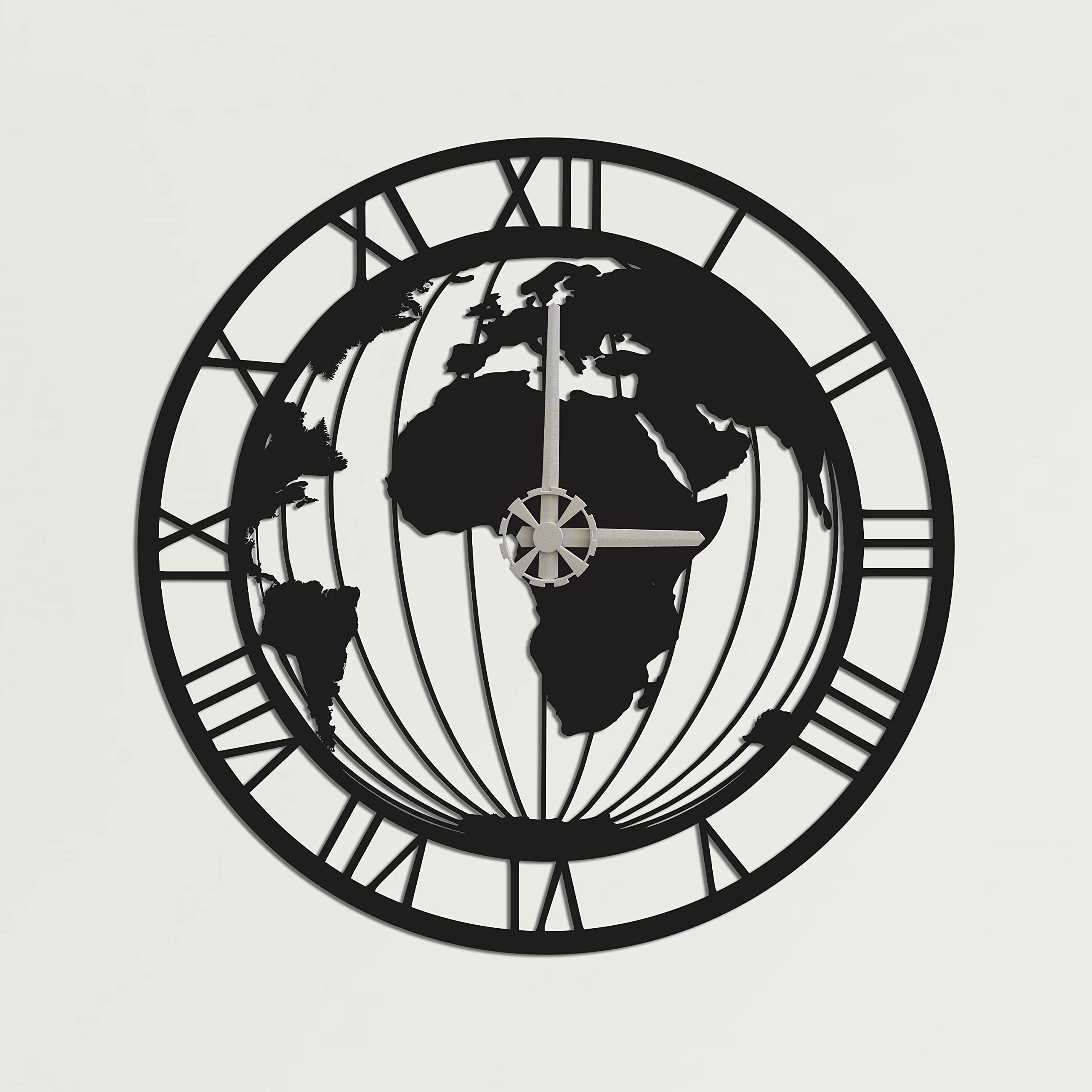 DEKADRON Metal World Map Wall Clock - 20