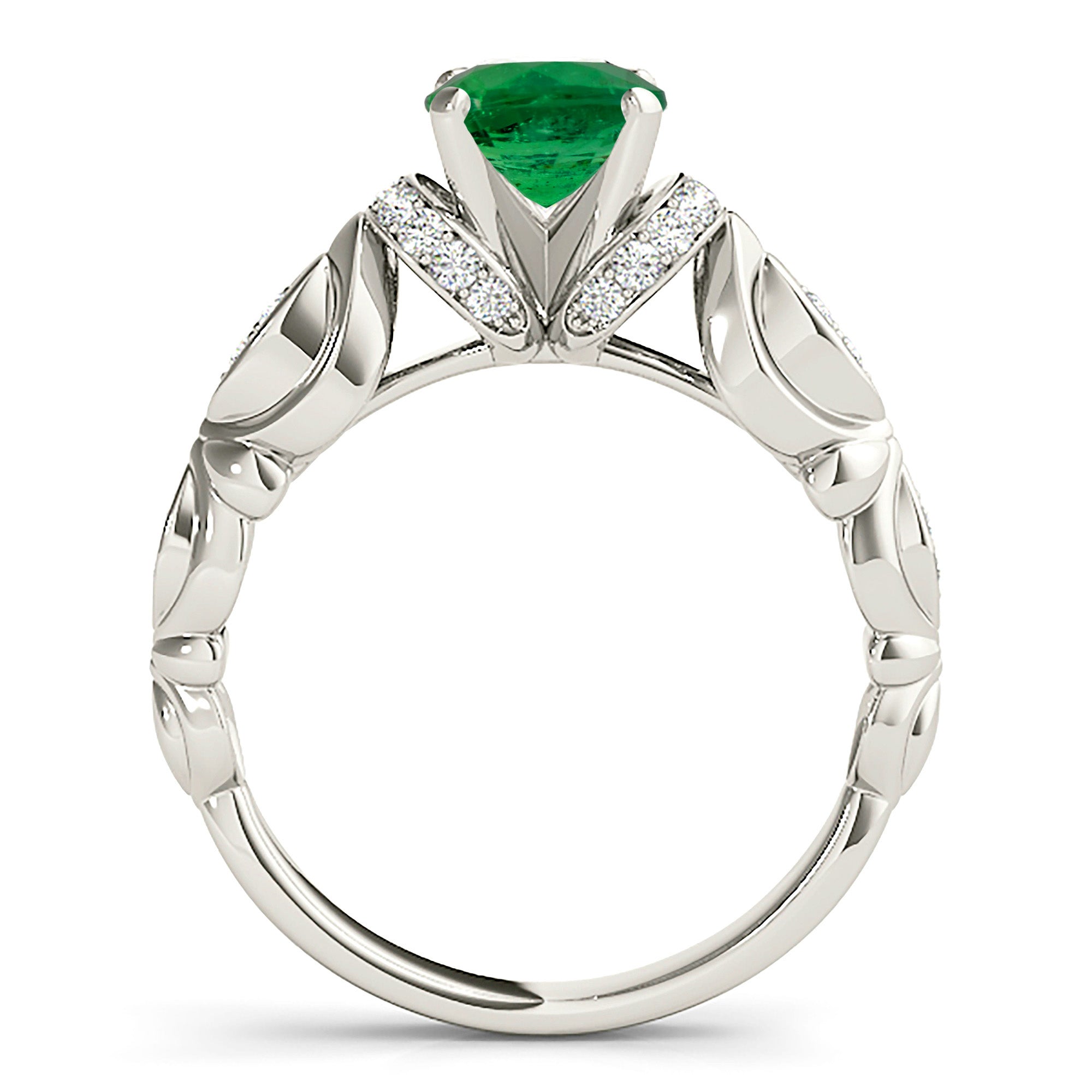 1.75 Carat Genuine Emerald Ring with Diamond Side Accents - Elegant Wedding, Engagement & Anniversary Jewelry Gift for Women