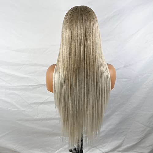 Natural-Looking Synthetic Lace Front Wig with Blonde Highlights - Perfect for Cosplay, Daily Wear & Special Occasions