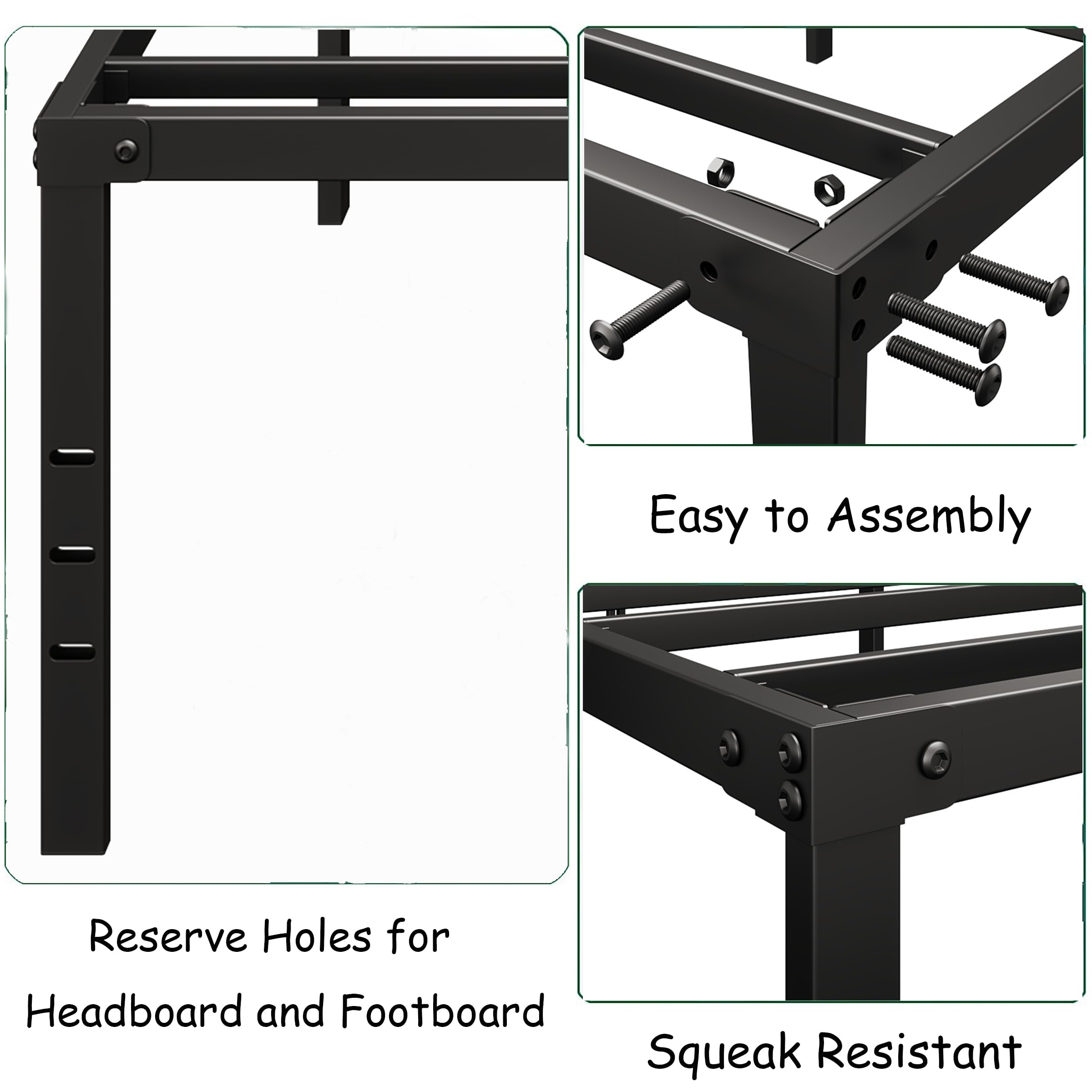 King Size Bed Frame - 18 Inch Heavy Duty Metal Platform with Storage, Sturdy Steel Support Holds 2500 lbs, No Box Spring Needed, Noise Free & Non-Slip, Black - Perfect for Master Bedrooms, Guest Rooms & Small Spaces
