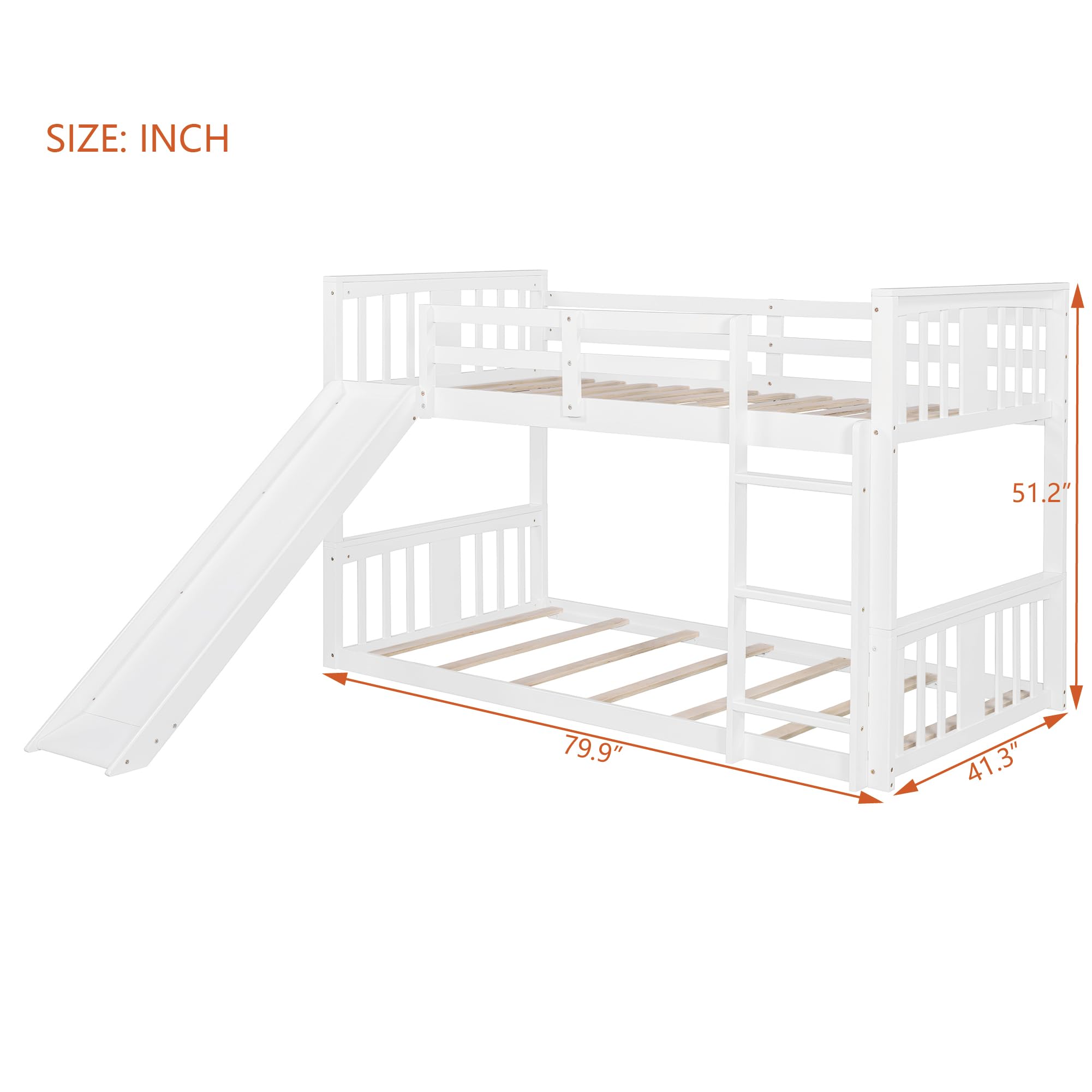 Twin Over Twin Bunk Bed with Slide & Ladder - Sturdy Kids Bunk Bed for Children & Teens, Space-Saving Bedroom Furniture (No Box Spring Required) - Perfect for Shared Kids Rooms, Sleepovers & Small Spaces