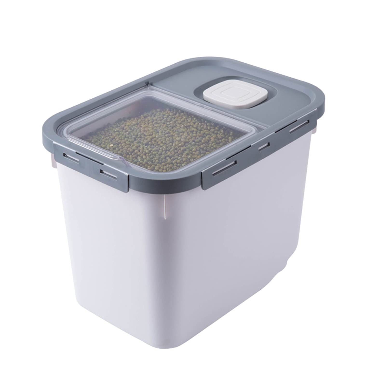 22lbs BPA-Free Airtight Food Storage Container with Wheels - Large Plastic Cereal, Rice, Pet Food Storage Bin for Kitchen Pantry Organization | Ideal for Dry Goods, Dog Food, Cat Food & Bulk Food Storage (Grey)
