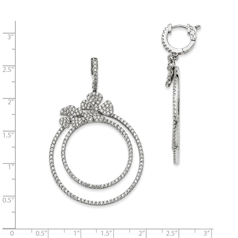 925 Sterling Silver Rhodium Plated Cubic Zirconia Hinged Hoop Dangle Earrings for Women | Elegant Fashion Jewelry Gift for Birthday, Anniversary & Special Occasions