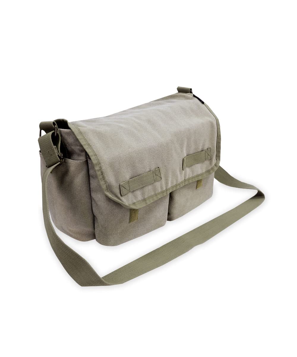 Everest Canvas Messenger Bag for Men & Women - Durable Olive Green Crossbody Laptop Bag - Perfect for Travel, Work & Daily Commute