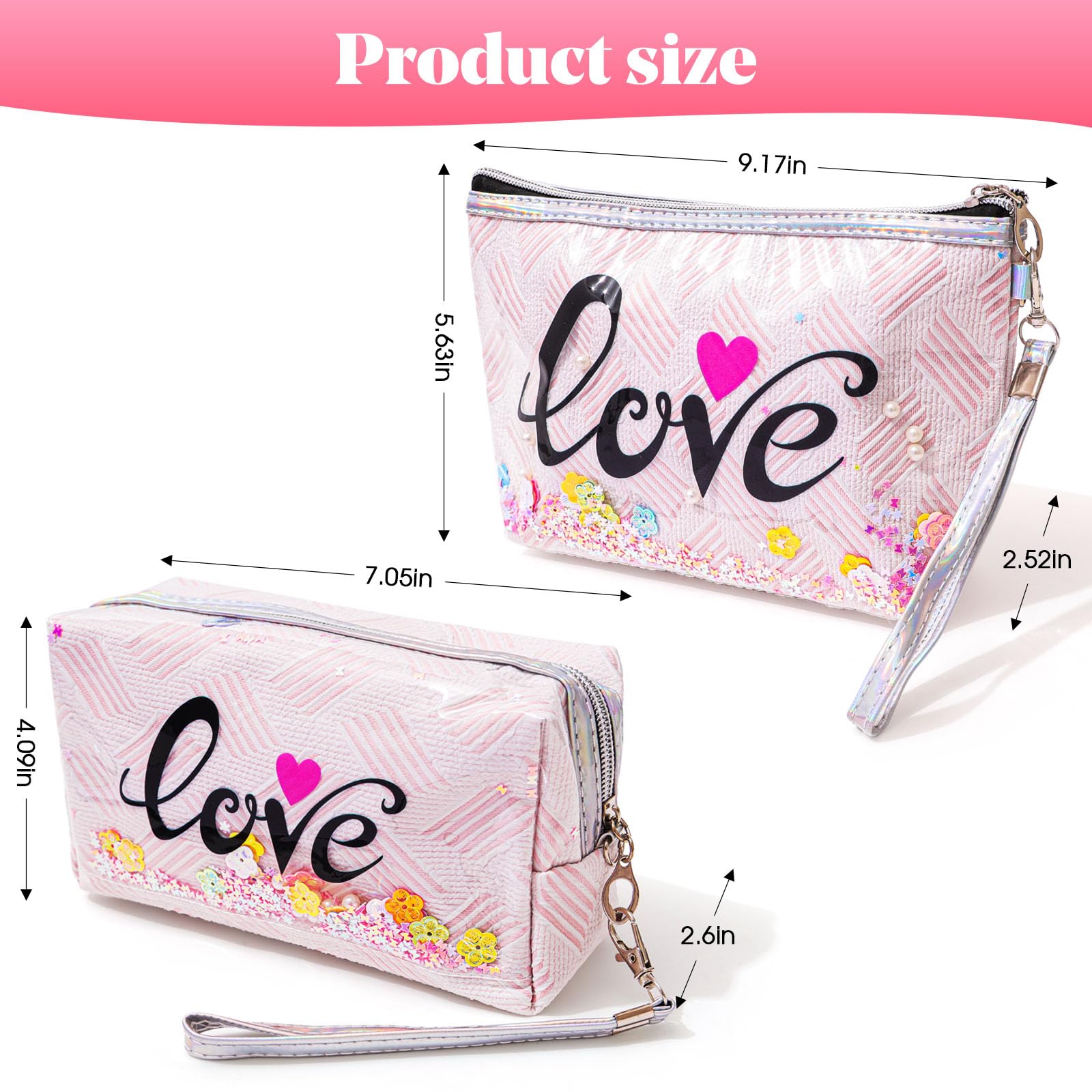 Waterproof Travel Makeup Bag - Large Capacity Cosmetic Organizer with Zipper & Handle - Portable Toiletry Case for Women - Perfect for Airplane, Gym & Vacation (2 Pack)