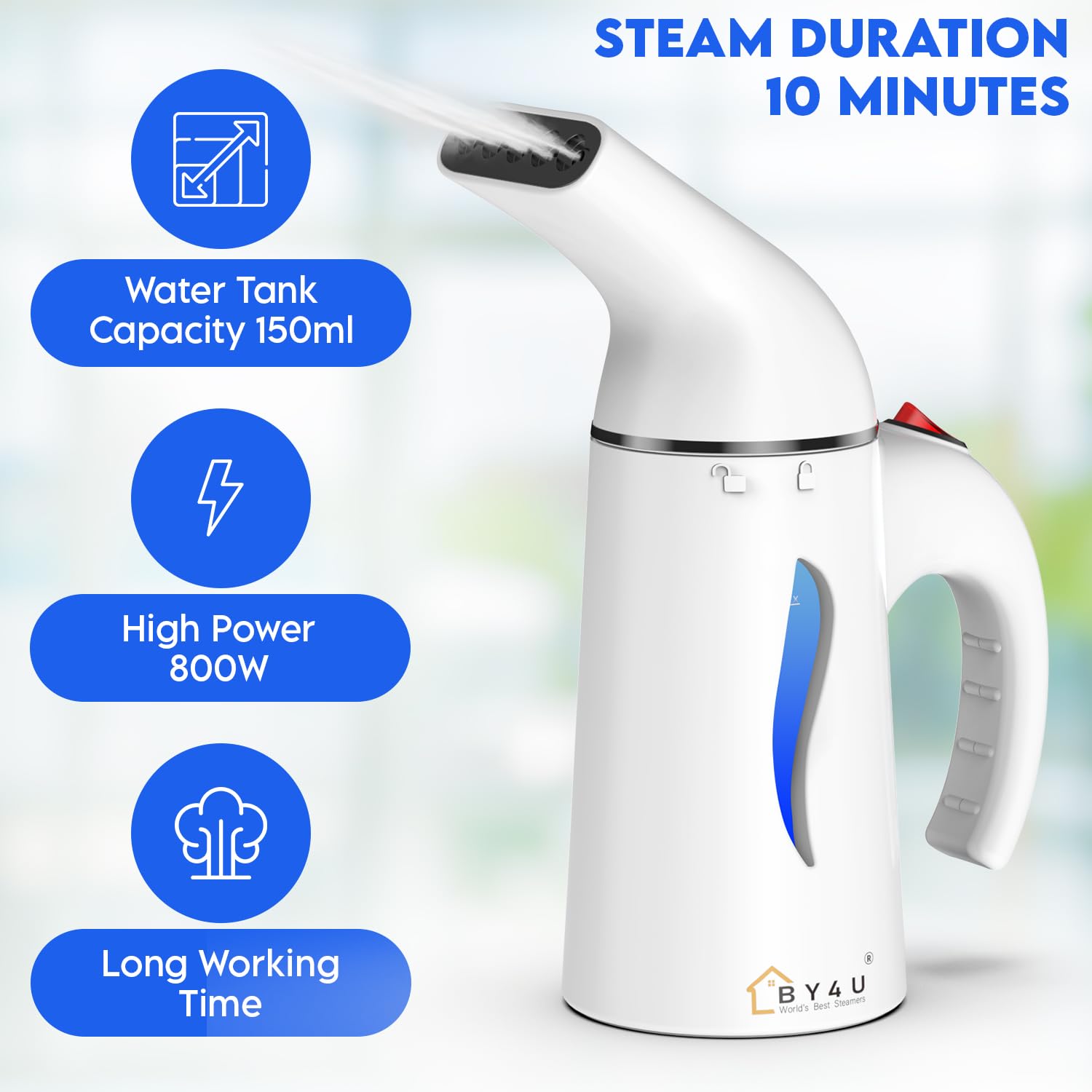 Portable Travel Steamer for Clothes - Powerful Handheld Garment Wrinkle Remover with 8FT Long Power Cord - Compact Mini Steamer for Home, Hotel & Business Trips - Perfect for Suits, Dresses, Shirts & Travel Essentials