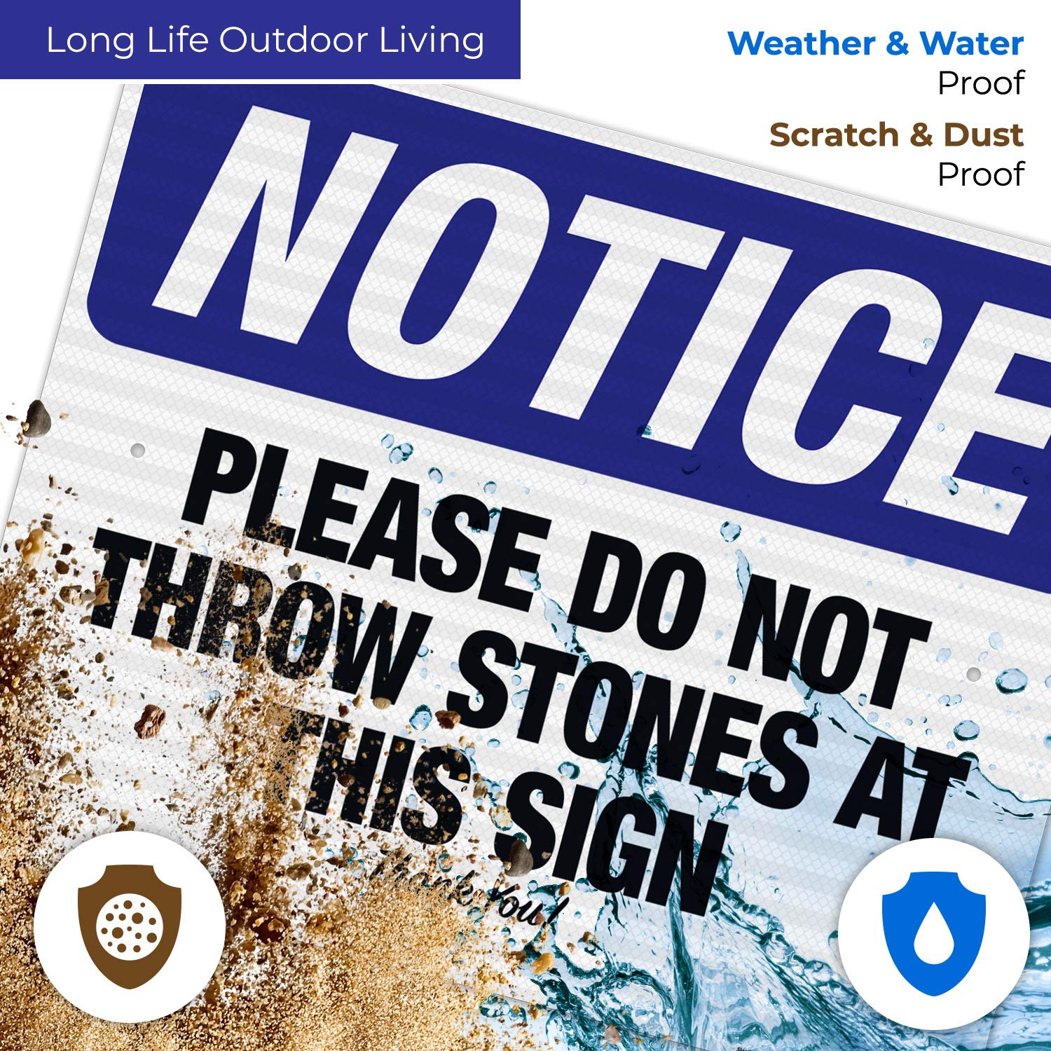 3M EGP Reflective OSHA Notice Sign - 24x30 Inches, .080 Aluminum, Fade Resistant for Indoor/Outdoor Use | 'Please Do Not Throw Stones' Safety Warning Sign | Made in USA - Perfect for Construction Sites, Parking Lots & Public Areas