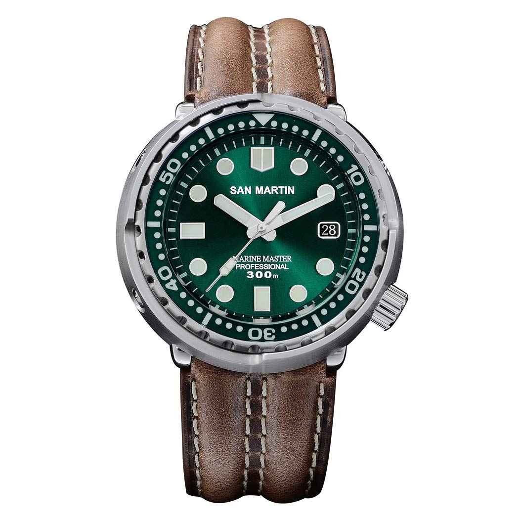 San Martin Luxury 300m Waterproof Automatic Dive Watch for Men - Military Sport Wristwatch with Super Luminous & Uni-Directional Bezel - Perfect for Scuba Diving, Swimming and Outdoor Adventures