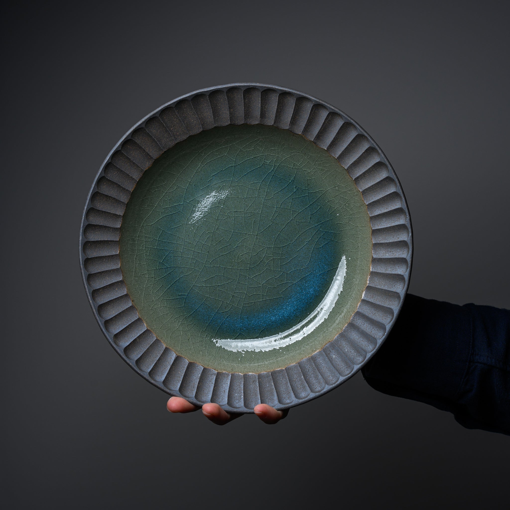 Wakasama Kiln Jade Curry Plate - 9.25 Inch Japanese Handmade Ceramic Dinnerware for Curry, Rice & Asian Cuisine - Elegant & Durable Stoneware Dish for Home Dining & Restaurant Use