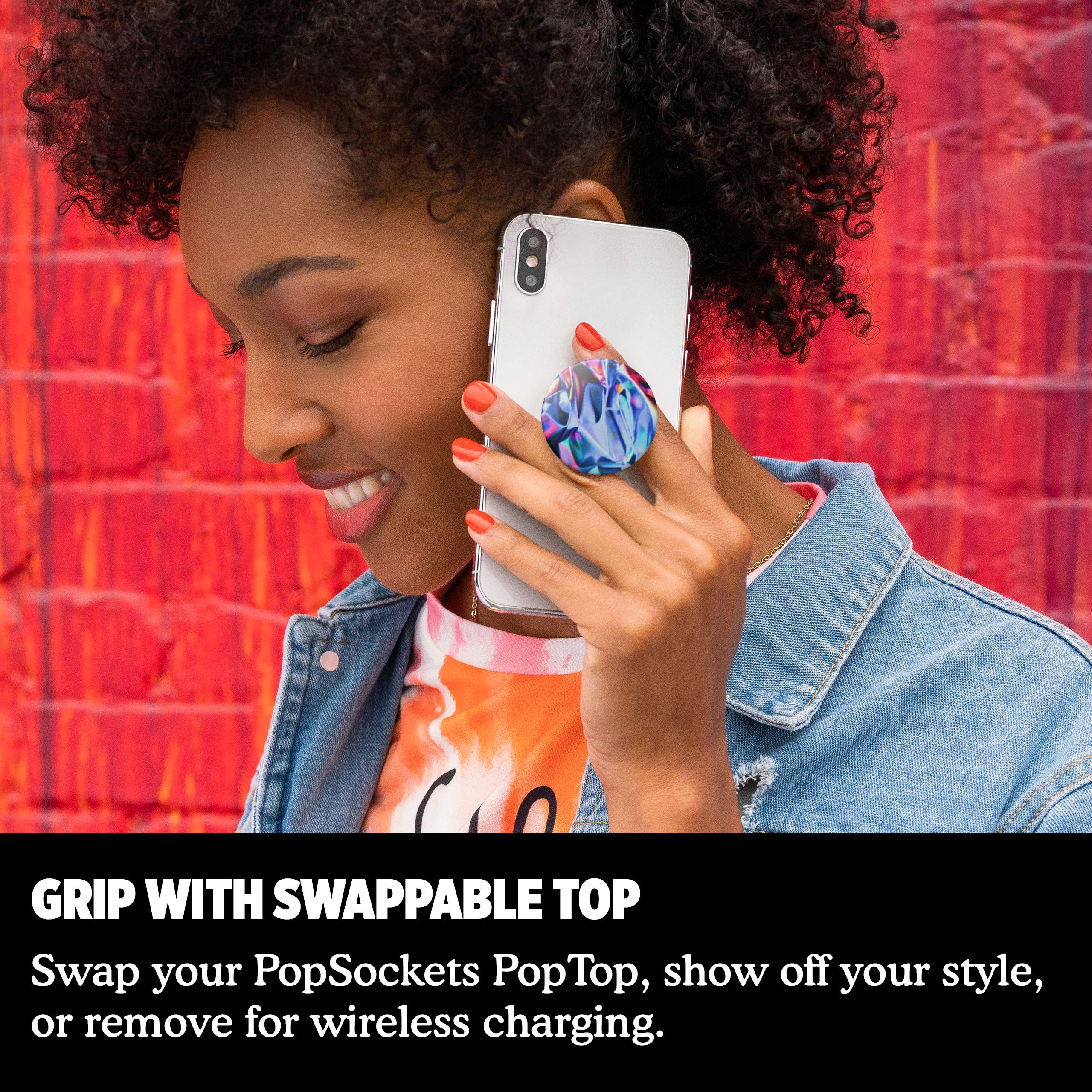 PopSockets PopGrip Expanding Phone Stand & Grip with Swappable Top - Gamma Flux Gloss Finish for iPhone, Samsung & Tablets | Perfect for Selfies, Video Calls & Hands-Free Viewing