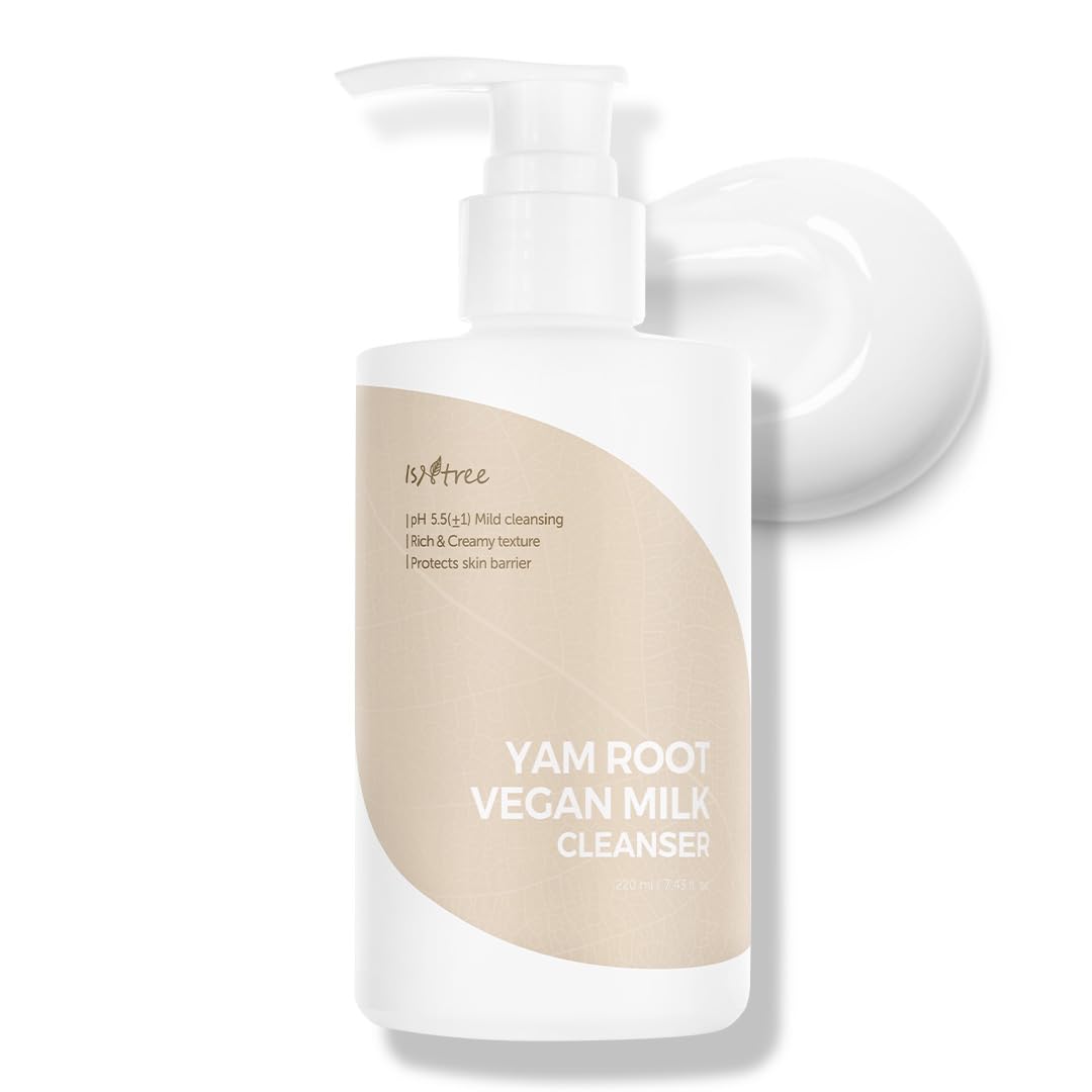 IsNtree Yam Root Vegan Milk Cleanser 220ml (7.43 fl.oz) - Korean Skincare for Hydration & Gentle Cleansing | Rich Creamy Texture | Vegan & Cruelty-Free | Perfect for Dry & Sensitive Skin - Morning & Night Face Wash Routine