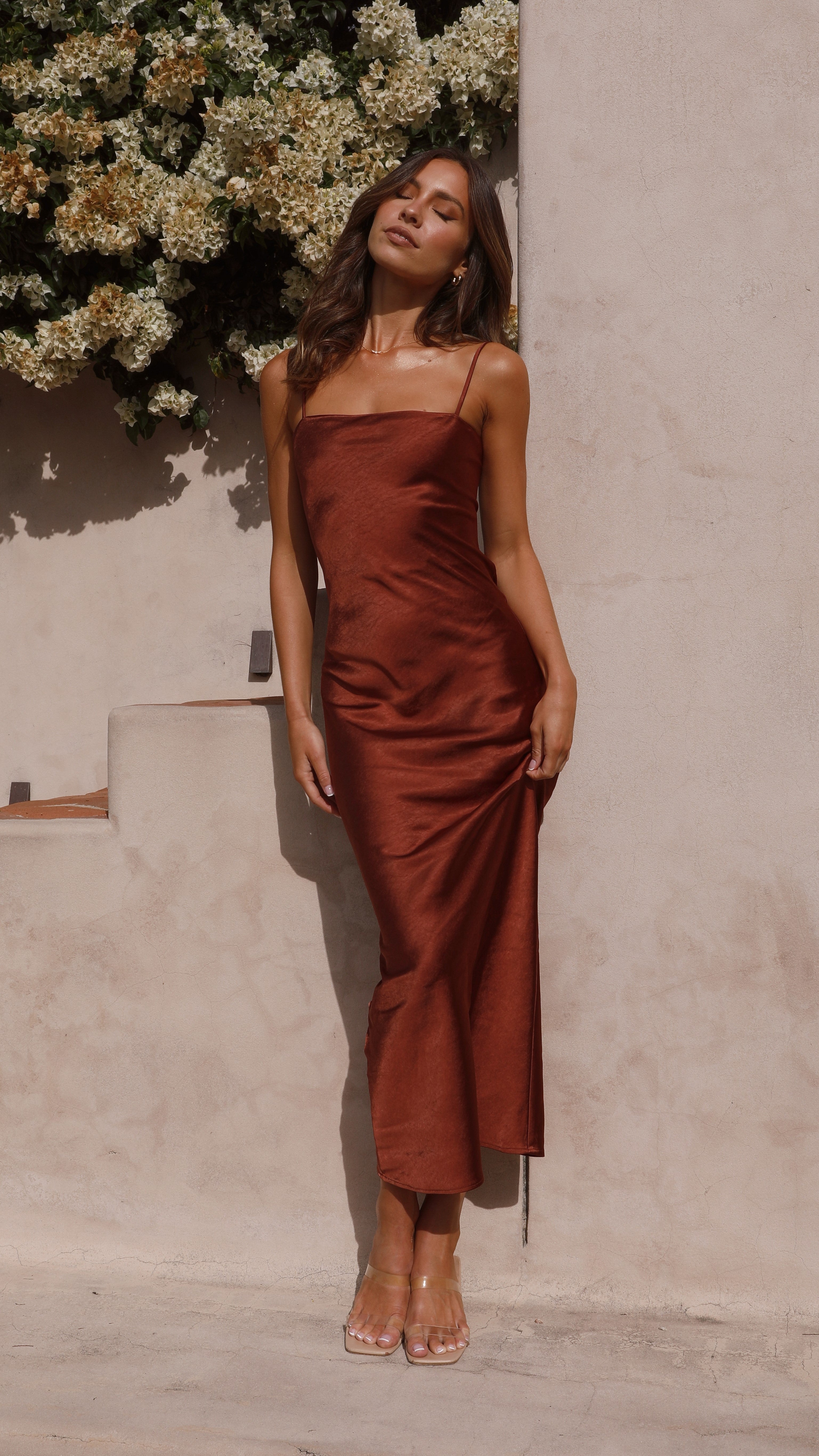Keira Maxi Dress in Rust - Elegant Long Boho Flowy Dress for Women | Perfect for Summer, Beach, Weddings & Casual Outings