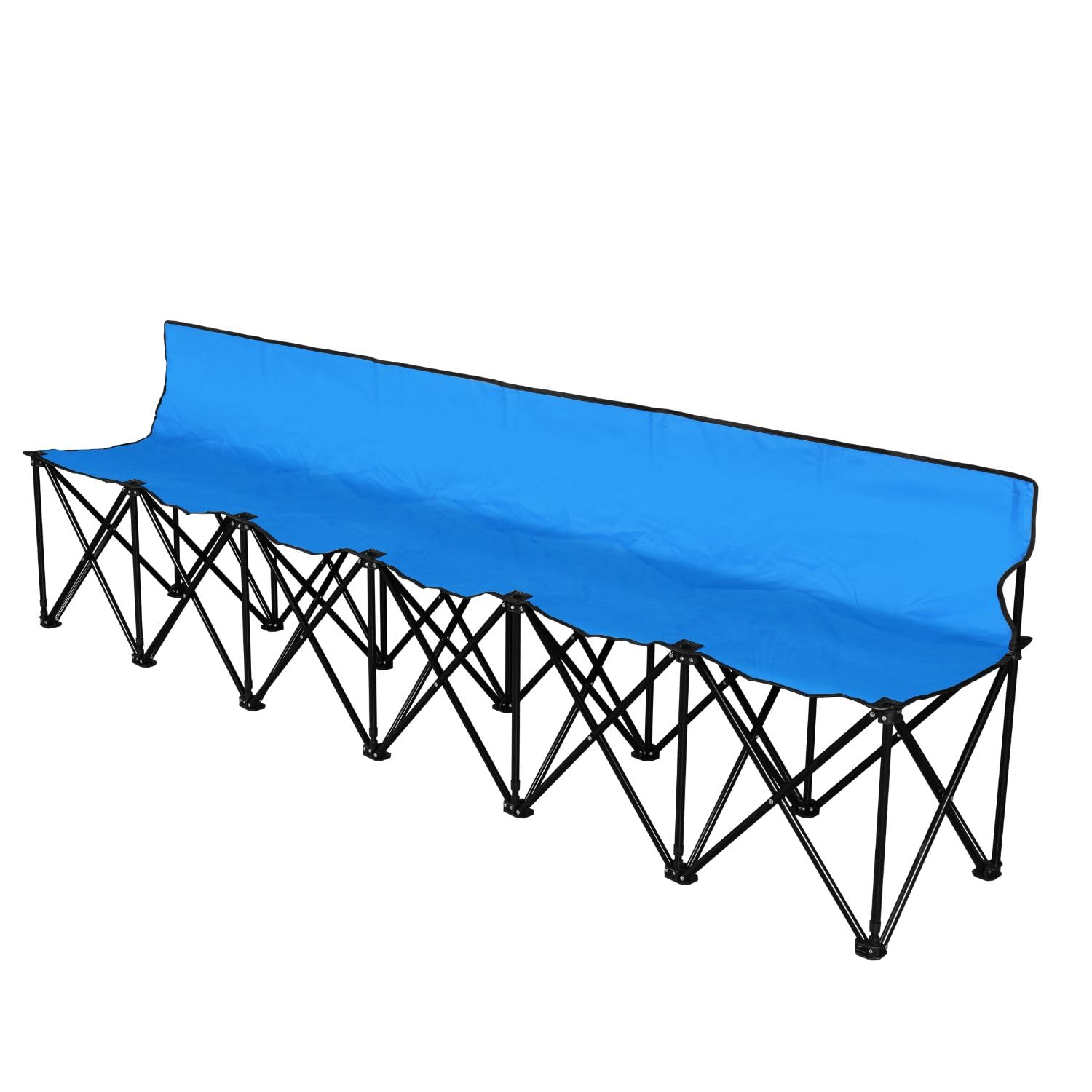 Flexzion Portable Folding Bench Seat - 6 Person Collapsible Soccer Bench with Backrest & Carry Bag - Perfect for Bleachers, Camping, Sports Sidelines, Outdoor Events & Picnics - Durable Blue Bench Seating Solution