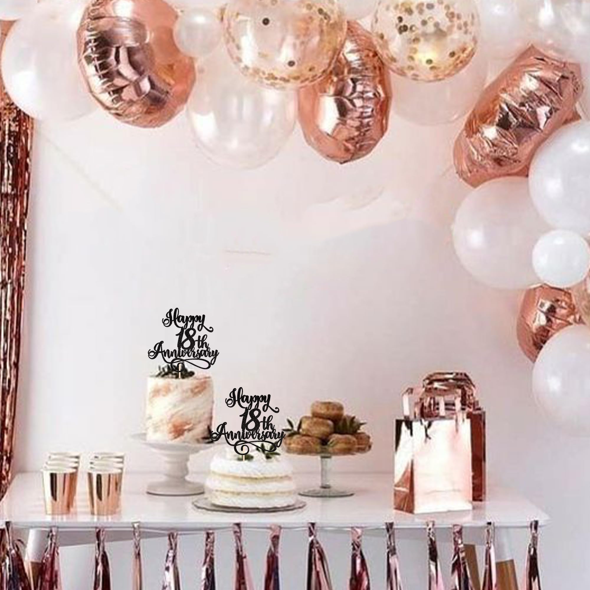 Rsstarxi 1 Pack Glitter 'Cheers to 18 Years' Cake Topper - Happy 18th Anniversary & Birthday Party Decorations (Black) - Perfect for Wedding Anniversaries, Milestone Birthdays & Celebration Cakes