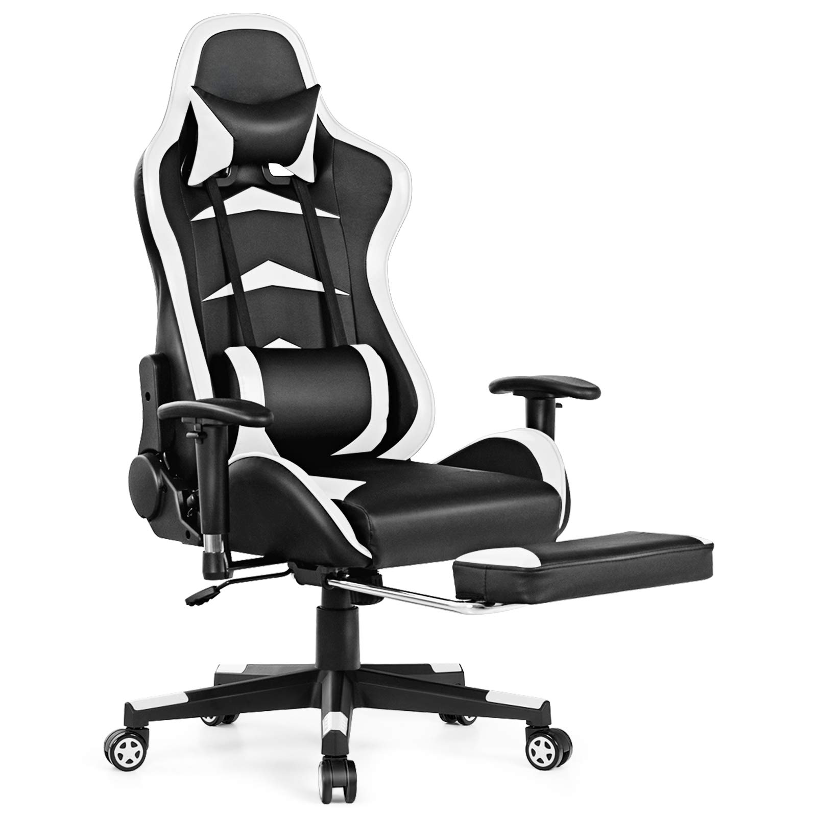 Tangkula Gaming Desk and Chair Set - Ergonomic E-Sport Gamer Desk with Monitor Stand & Racing Style Chair with Adjustable Height, Reclining Backrest, Footrest, Cup Holder & Headphone Hook - Perfect for PC Gaming, Streaming & Home Office Setup