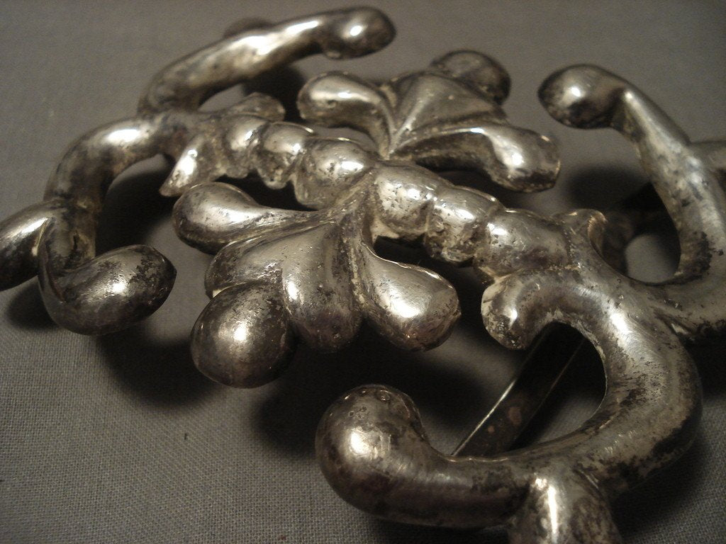 200 Gram Heavy Vintage Navajo Native American Jewelry Silver Buckle - Authentic Southwest Style for Western Fashion & Collectors