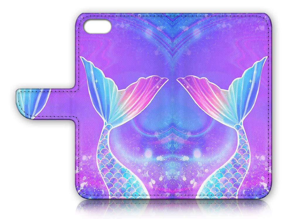 Premium Mermaid Tail Design Flip Wallet Phone Case Cover for iPhone 6 Plus/6s Plus/7 Plus/8 Plus - Slim Protective Leather Case with Card Slots & Kickstand for Daily Use, Travel and Work