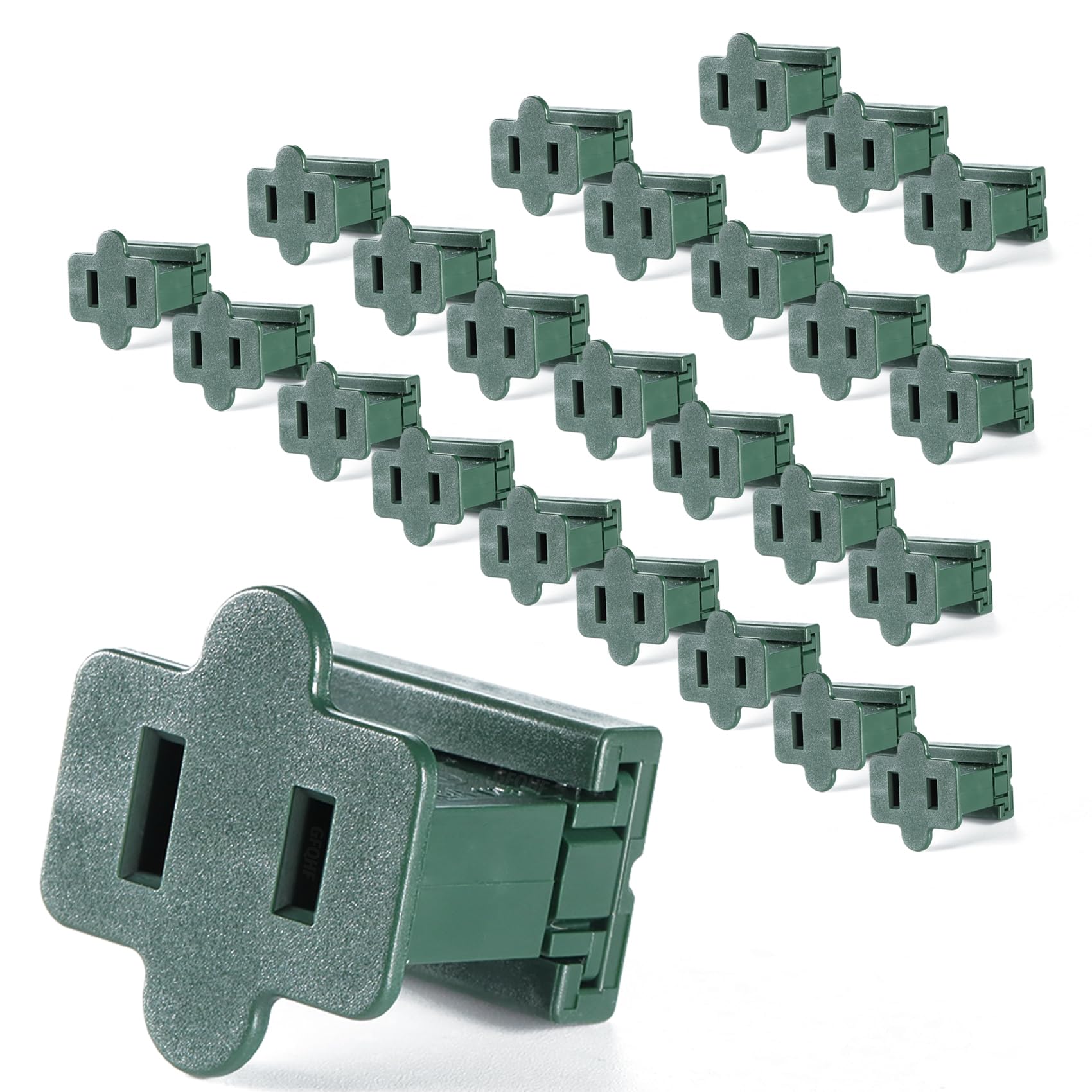 25PCS SPT-2 Green Female Vampire Plugs for Christmas Lights, Lamps & DIY Projects - Perfect for Holiday Decorations, Indoor/Outdoor Lighting & Electrical Repairs