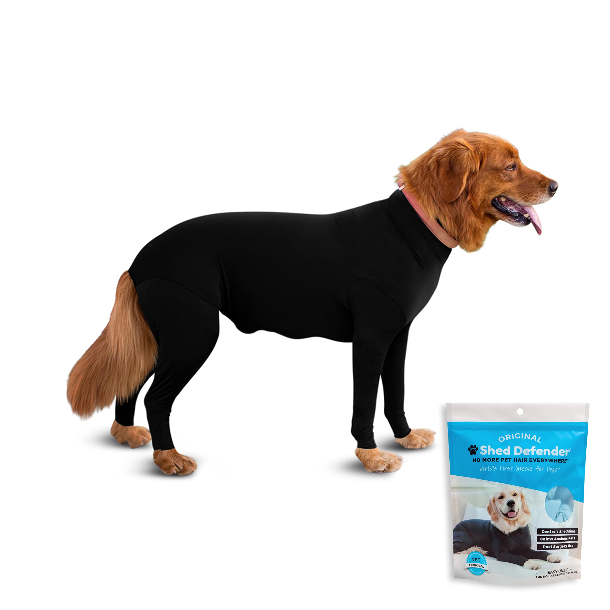 Shed Defender Original Dog Onesie - Shark Tank Featured, Anti-Shedding Dog Bodysuit, USA Designed Pet Recovery Suit for Post-Surgery, Anxiety Relief & Hot Spot Protection - Vet Approved Calming Shirt for Dogs (Perfect for Grooming, Travel & Allergy Season)