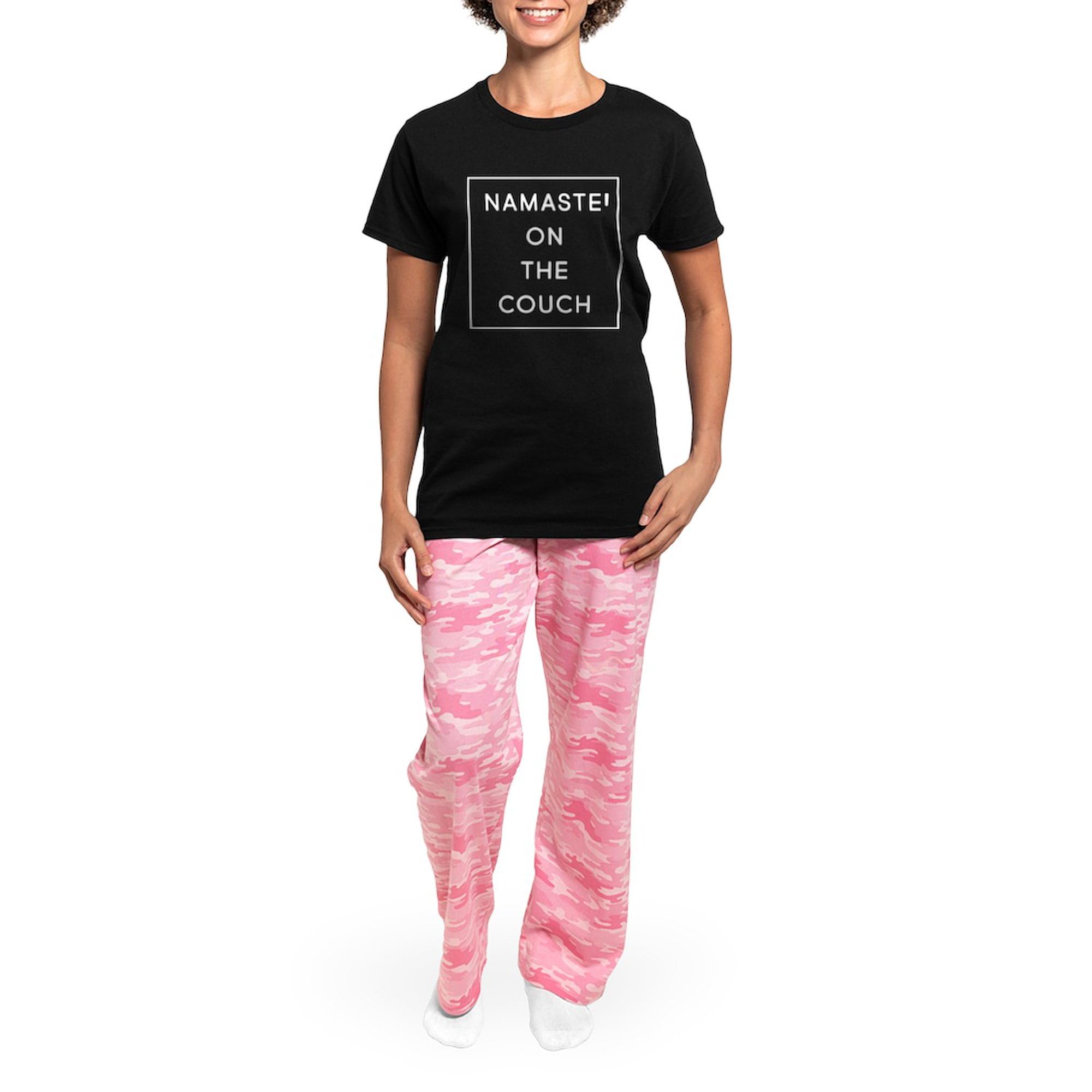 Namaste On The Couch Women's Dark Pajamas - Comfortable Novelty Sleepwear for Women | Cozy Lounge & Sleep Pajama Set for Relaxing at Home