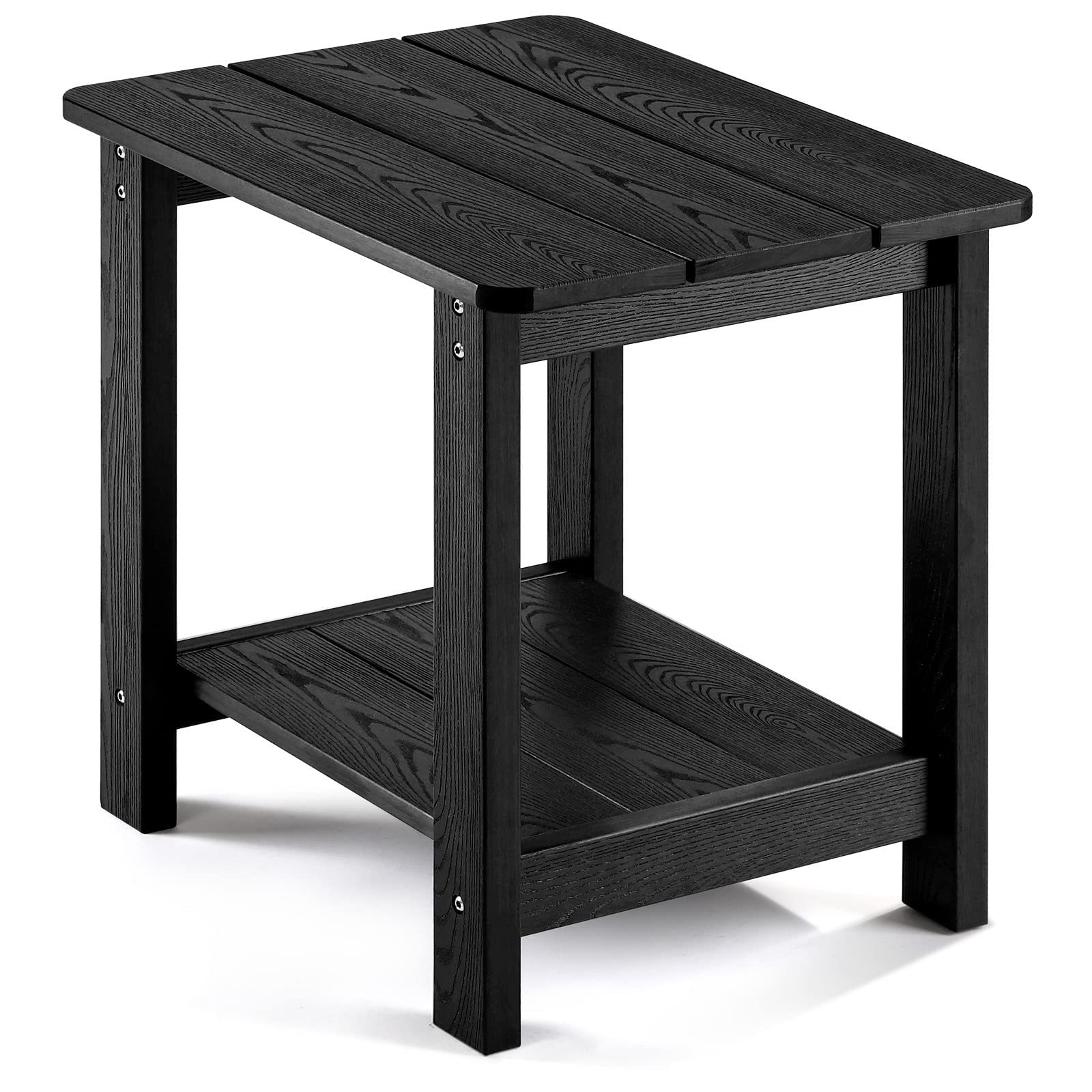 Leteuke Outdoor Side Table - Double Tier Rectangular Adirondack Patio Table, Weather Resistant End Table for Backyard, Pool, Lawn & Beach (Black) | Perfect for Outdoor Relaxation & Entertaining