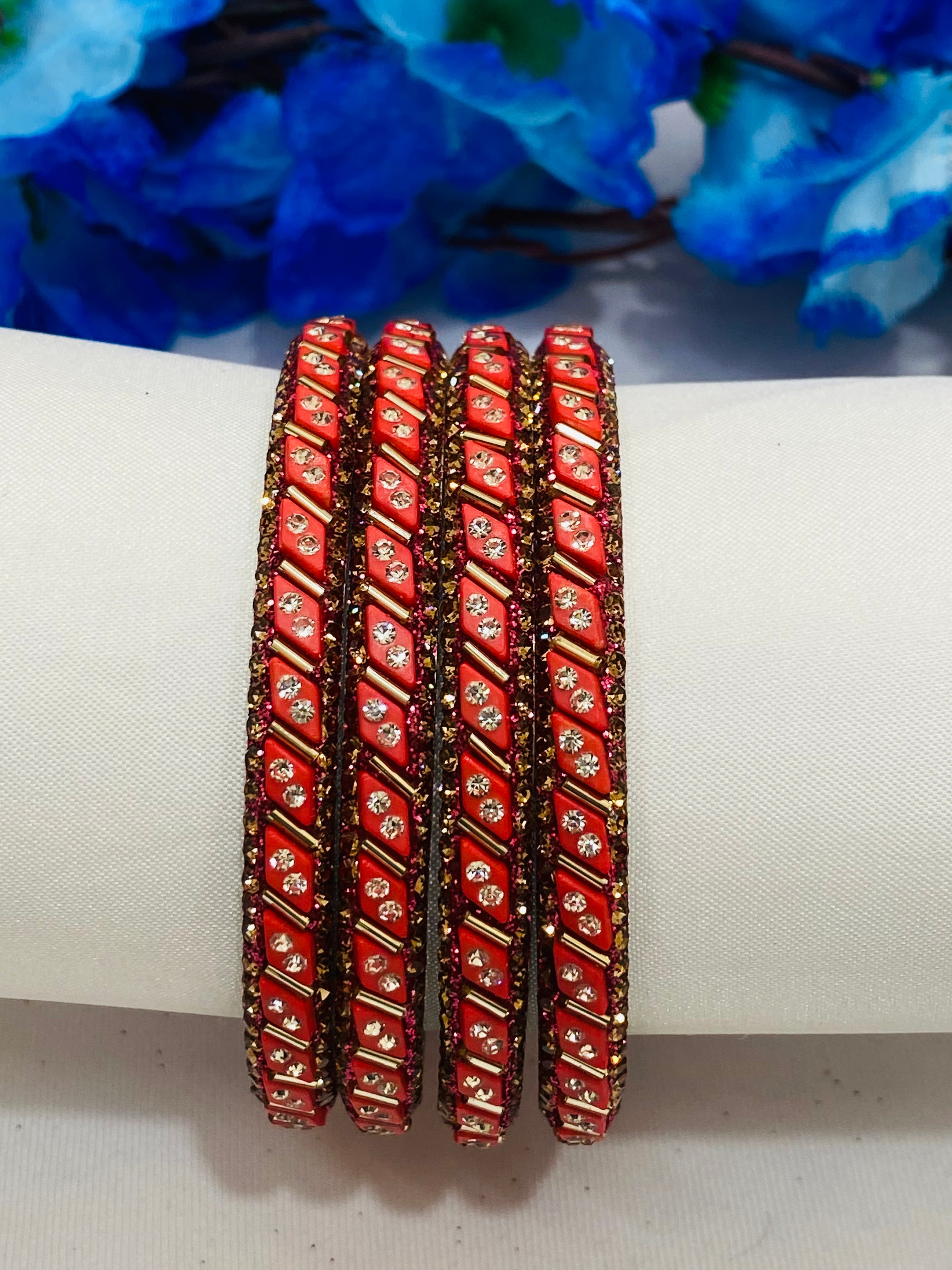 Elegant Pink Metal Bangles with Shining White Stones for Women - Perfect for Parties, Weddings & Everyday Fashion Accessories