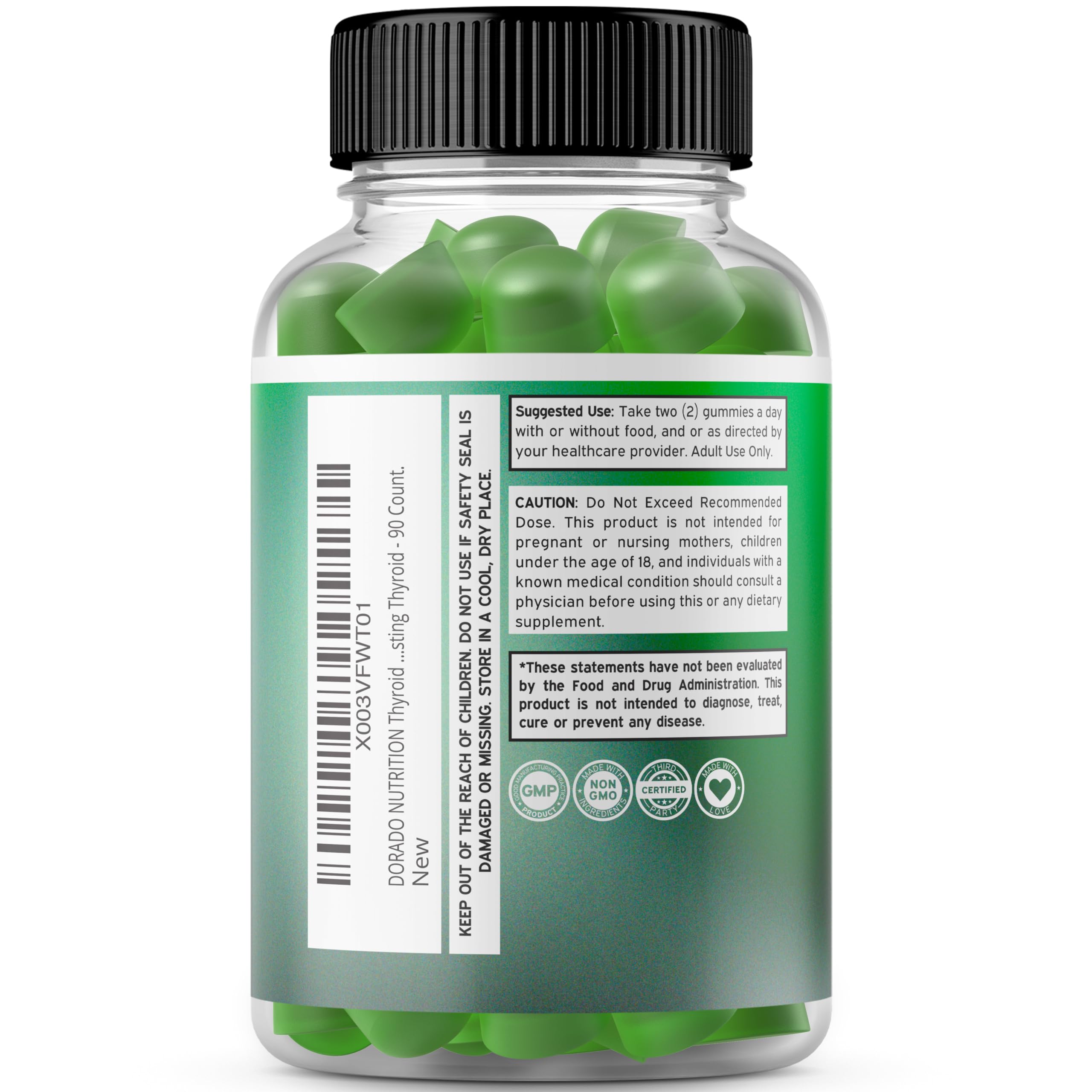 Thyroid Support Gummies for Women & Men - 90 Count with Ashwagandha, Iodine, Bladderwrack, Kelp & Schisandra - Vegan, Non-GMO, Gluten-Free Apple Flavor Supplement - Boost Energy & Metabolism - Perfect for Daily Wellness Routine & Thyroid Health Maintenance