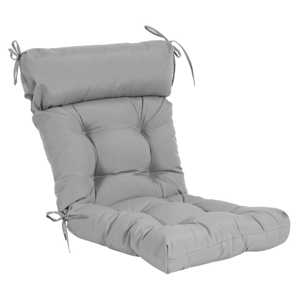 QILLOWAY High Back Chair Cushion Set of 4 - Tufted Indoor/Outdoor Replacement Cushions, Grey - Perfect for Patio Furniture, Dining Chairs, and Lounge Seating