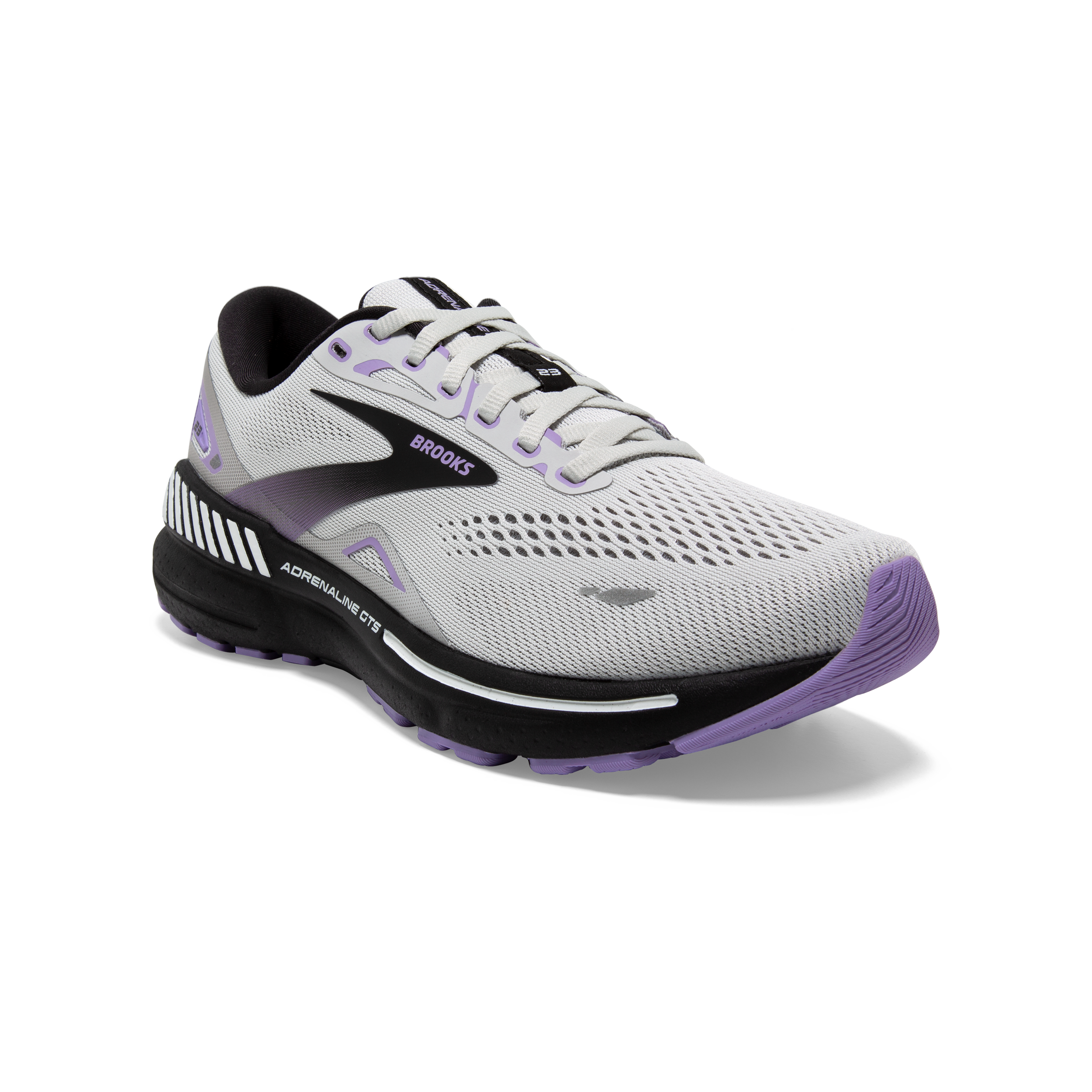 Brooks Adrenaline GTS 23 Women's Running Shoes - Grey/Black/Purple - D Width - Stability & Support for Road Running, Jogging, Workouts & Daily Wear