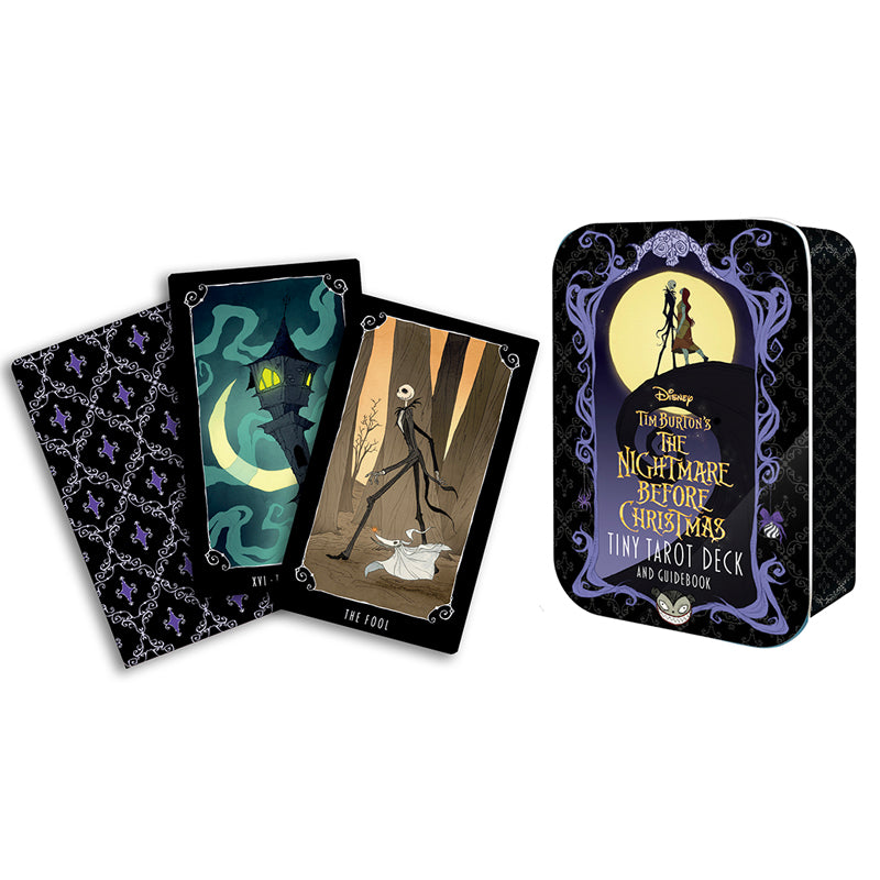 Nightmare Before Christmas Tiny Tarot Deck with Guidebook - Mini Gothic Fortune Telling Cards for Halloween, Christmas Gift & Collectibles